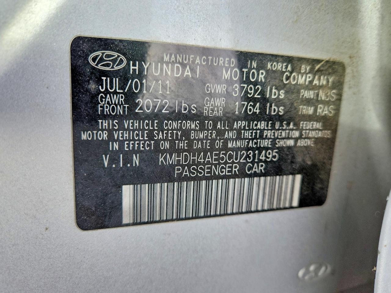 2012 Hyundai Elantra Gls Silver vin: KMHDH4AE5CU231495