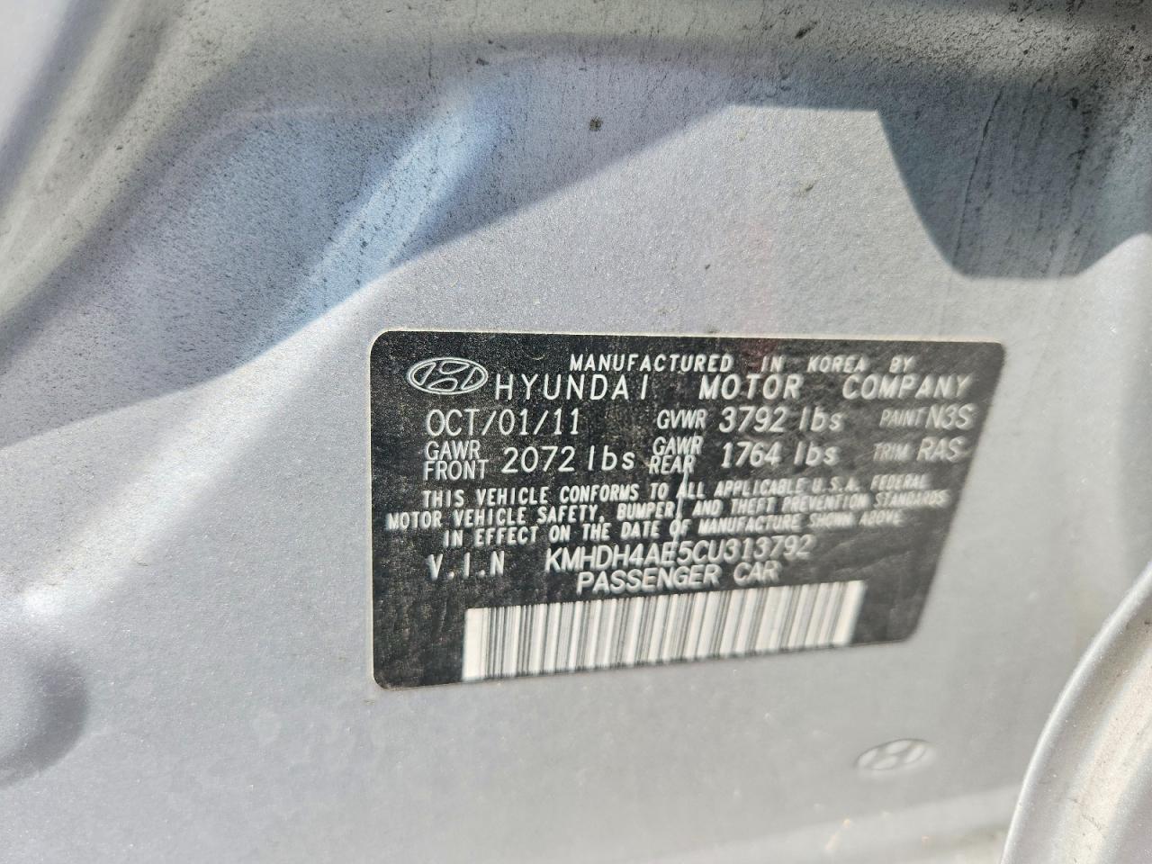 2012 Hyundai Elantra Gls Silver vin: KMHDH4AE5CU313792