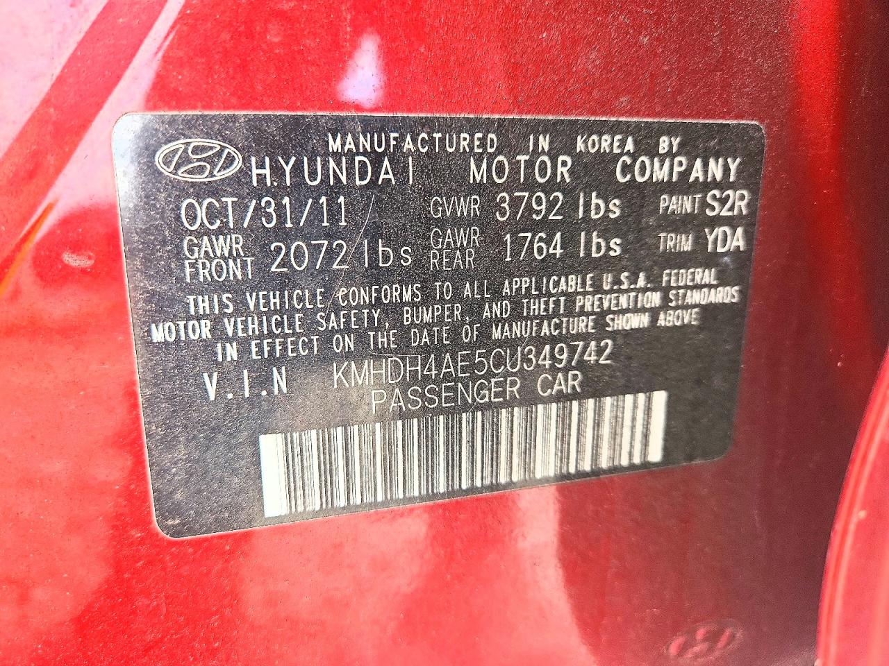 2012 Hyundai Elantra Gls Оранжевый vin: KMHDH4AE5CU349742