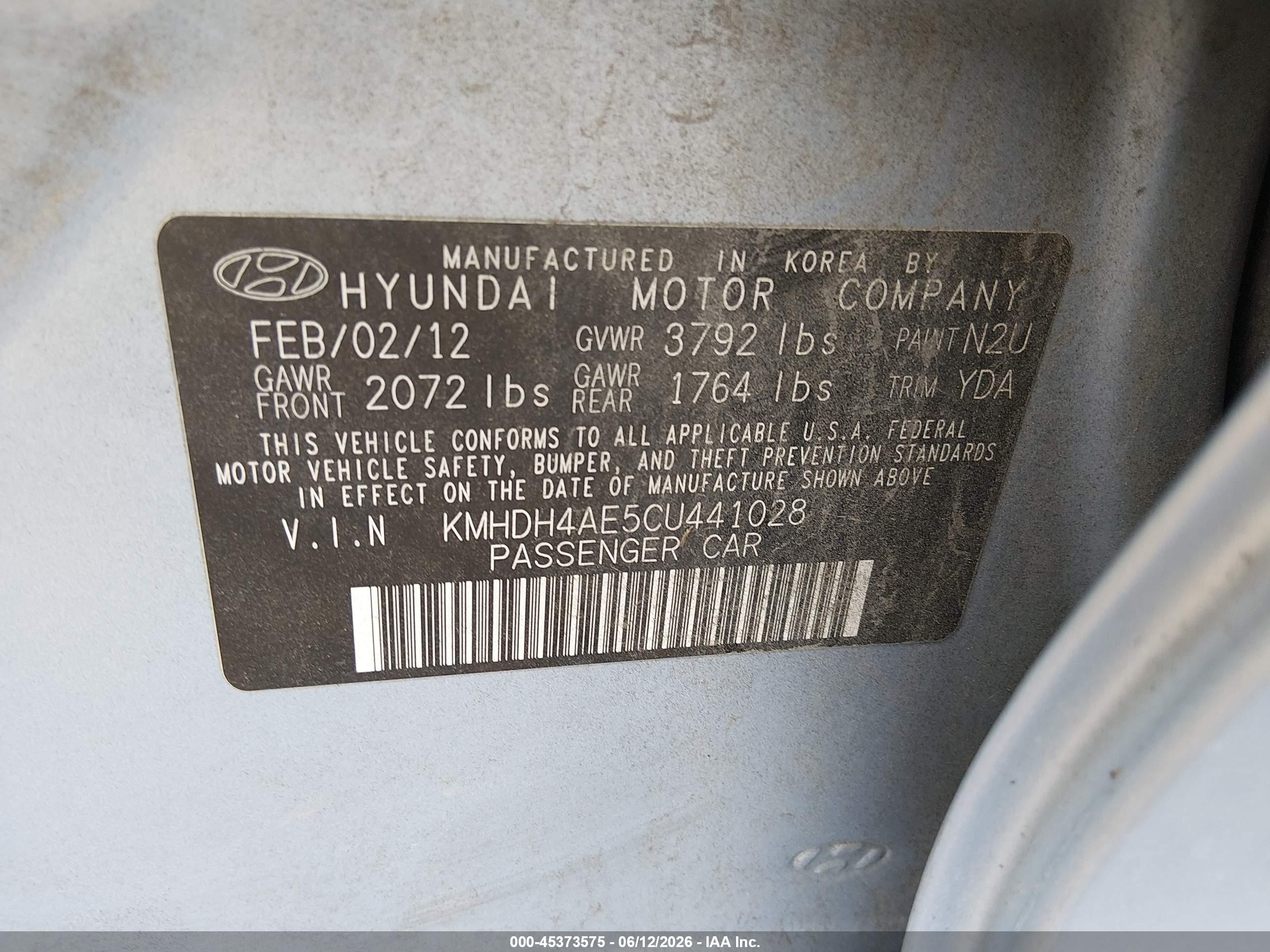 2012 Hyundai Elantra Gls (ulsan Plant) Синий vin: KMHDH4AE5CU441028