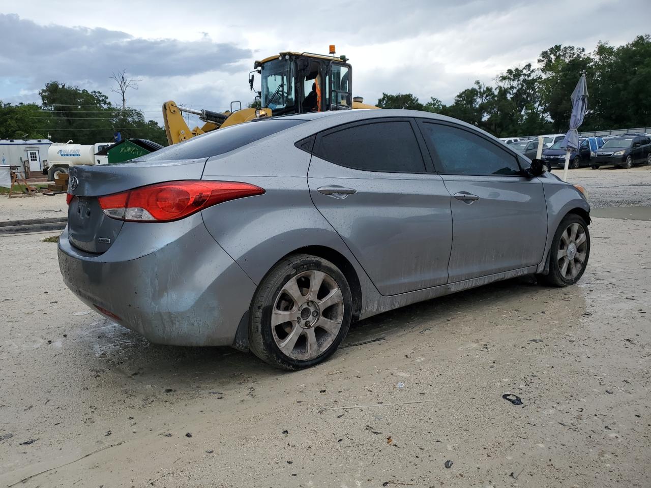 2012 Hyundai Elantra Limited Gray vin: KMHDH4AE5CU471887 Damage: Rear Bumper, Heavy Scratch, 3 To 4 Inches