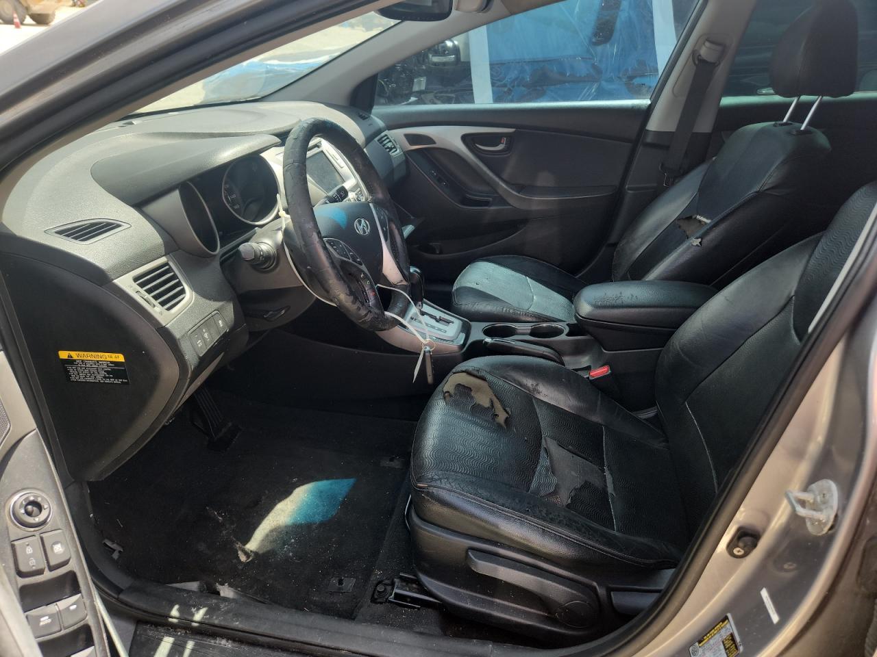 2012 Hyundai Elantra Limited Gray vin: KMHDH4AE5CU471887 Damage: Left Front Seat Cushion, Torn, > 12 Inches