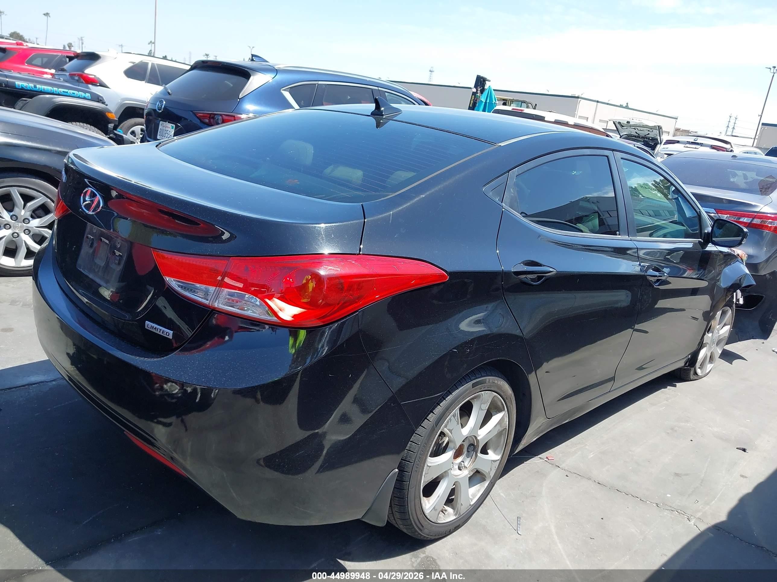 2013 Hyundai Elantra Limited Black vin: KMHDH4AE5DU494880