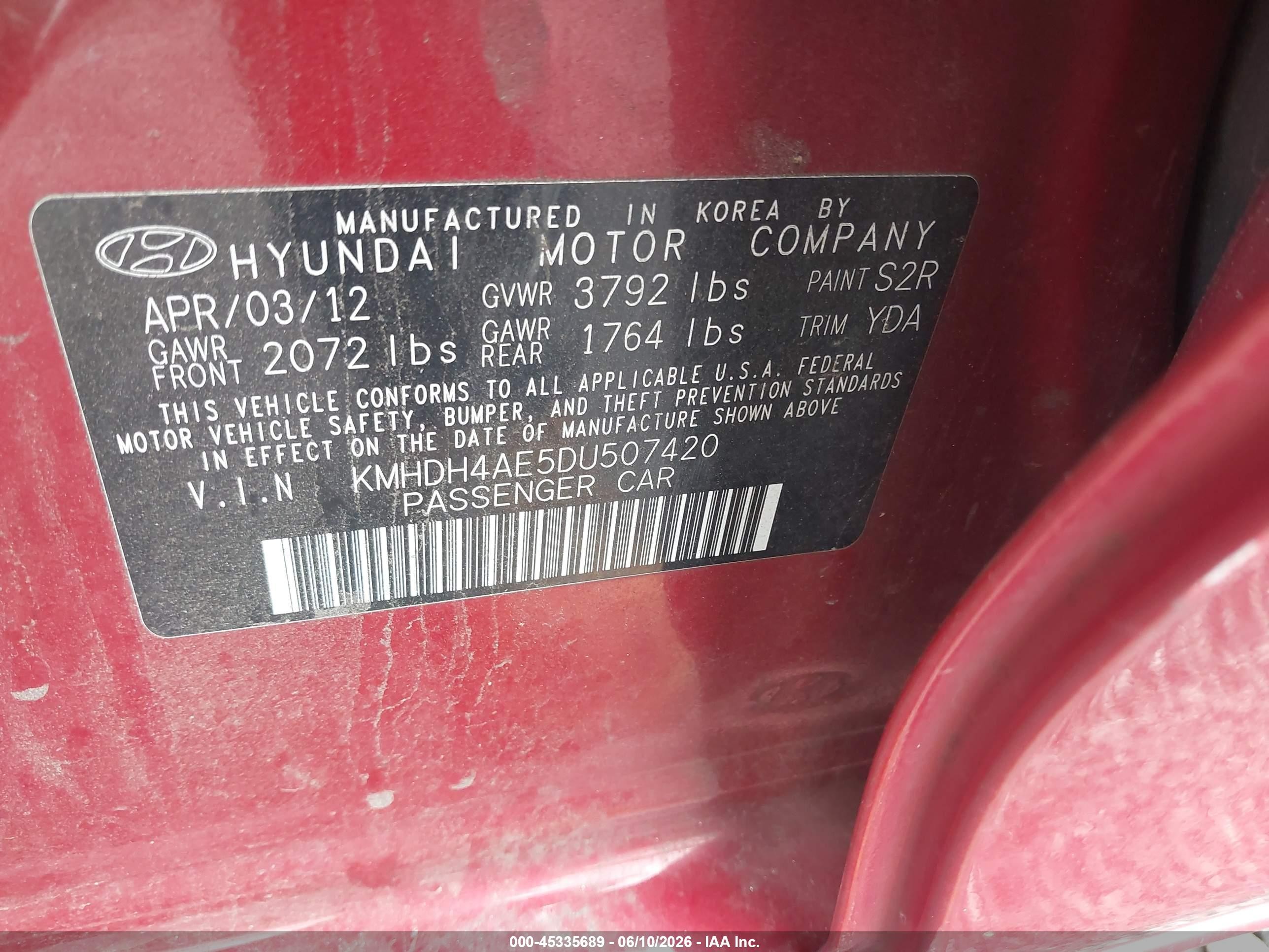 2013 Hyundai Elantra Gls Красный vin: KMHDH4AE5DU507420