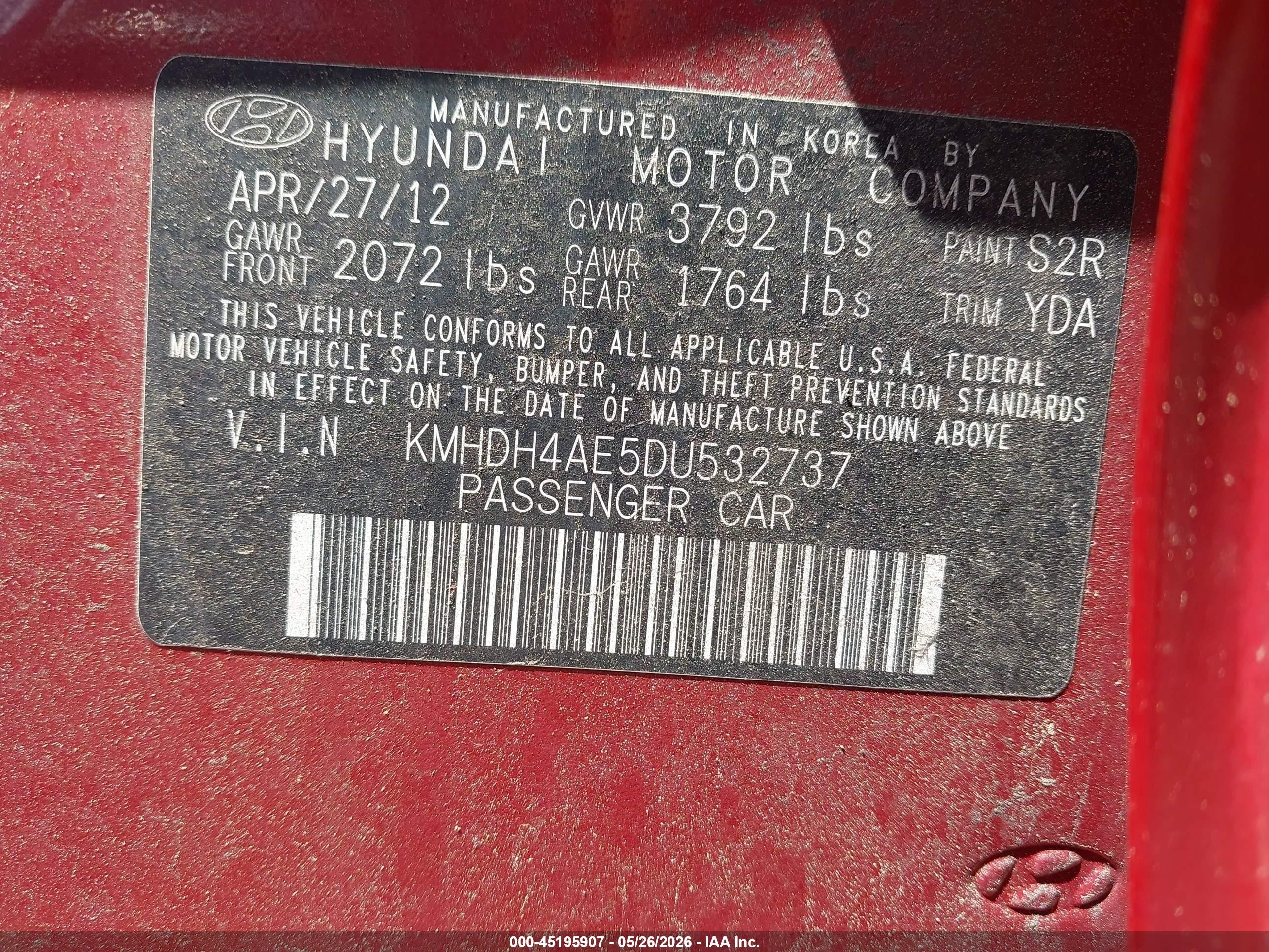 2013 Hyundai Elantra Limited Красный vin: KMHDH4AE5DU532737