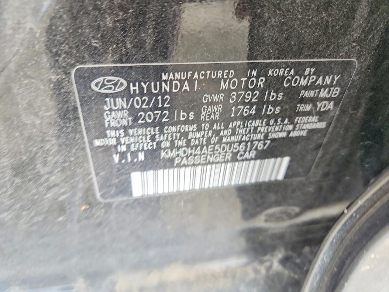 2013 Hyundai Elantra Gls Gray vin: KMHDH4AE5DU561767