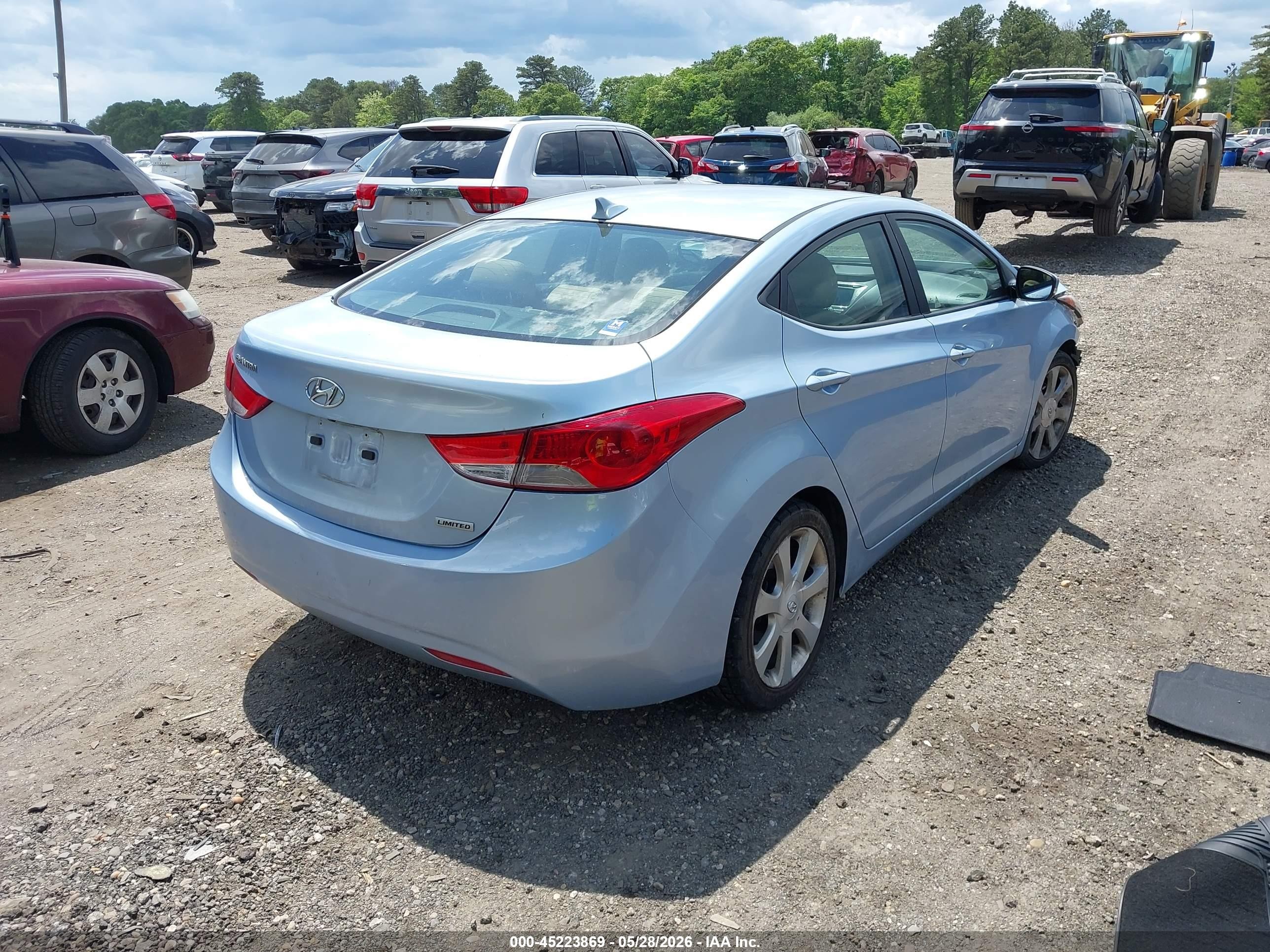 2013 Hyundai Elantra Limited Light Blue vin: KMHDH4AE5DU596311