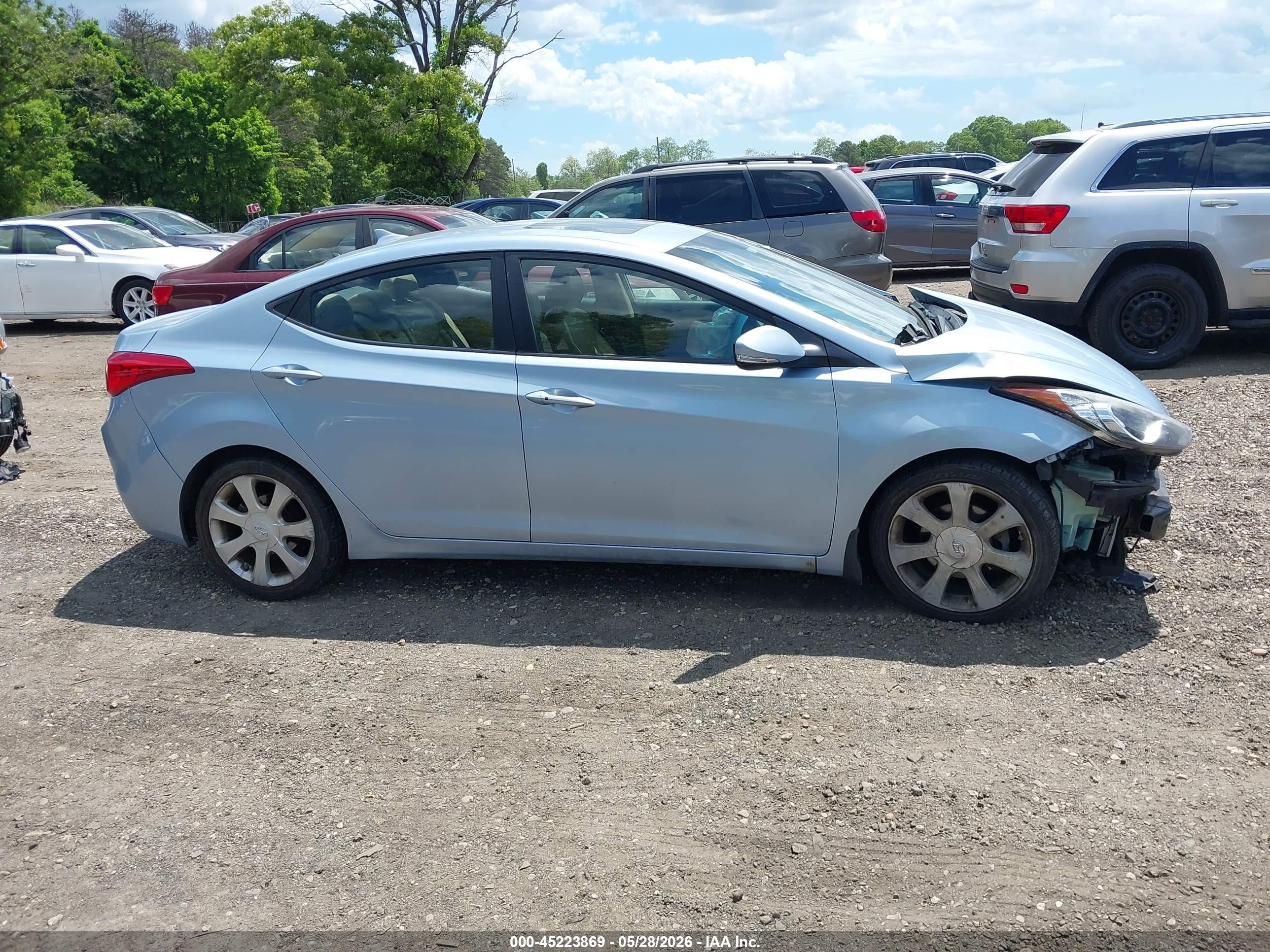 2013 Hyundai Elantra Limited Light Blue vin: KMHDH4AE5DU596311