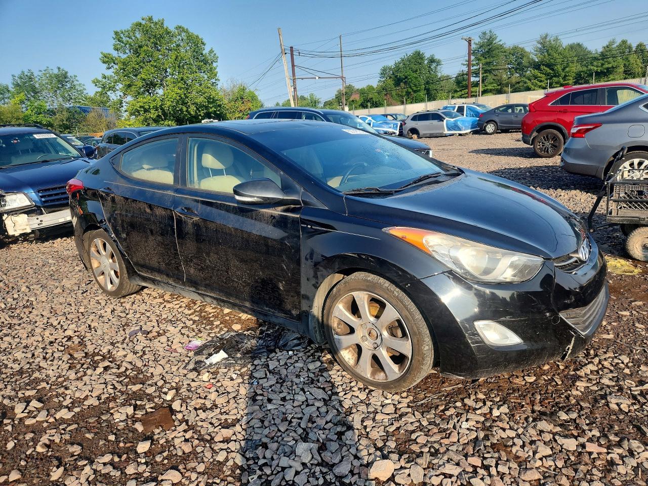 2013 Hyundai Elantra Gls Black vin: KMHDH4AE5DU618243