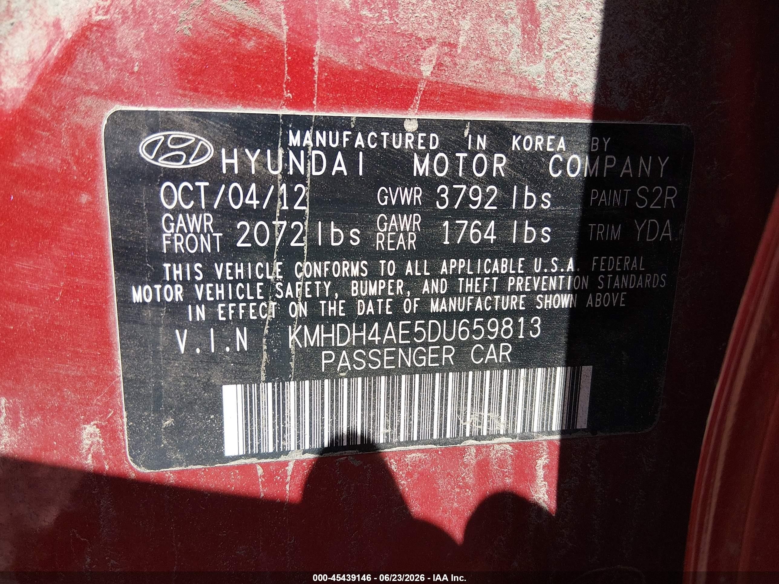 2013 Hyundai Elantra Limited Red vin: KMHDH4AE5DU659813