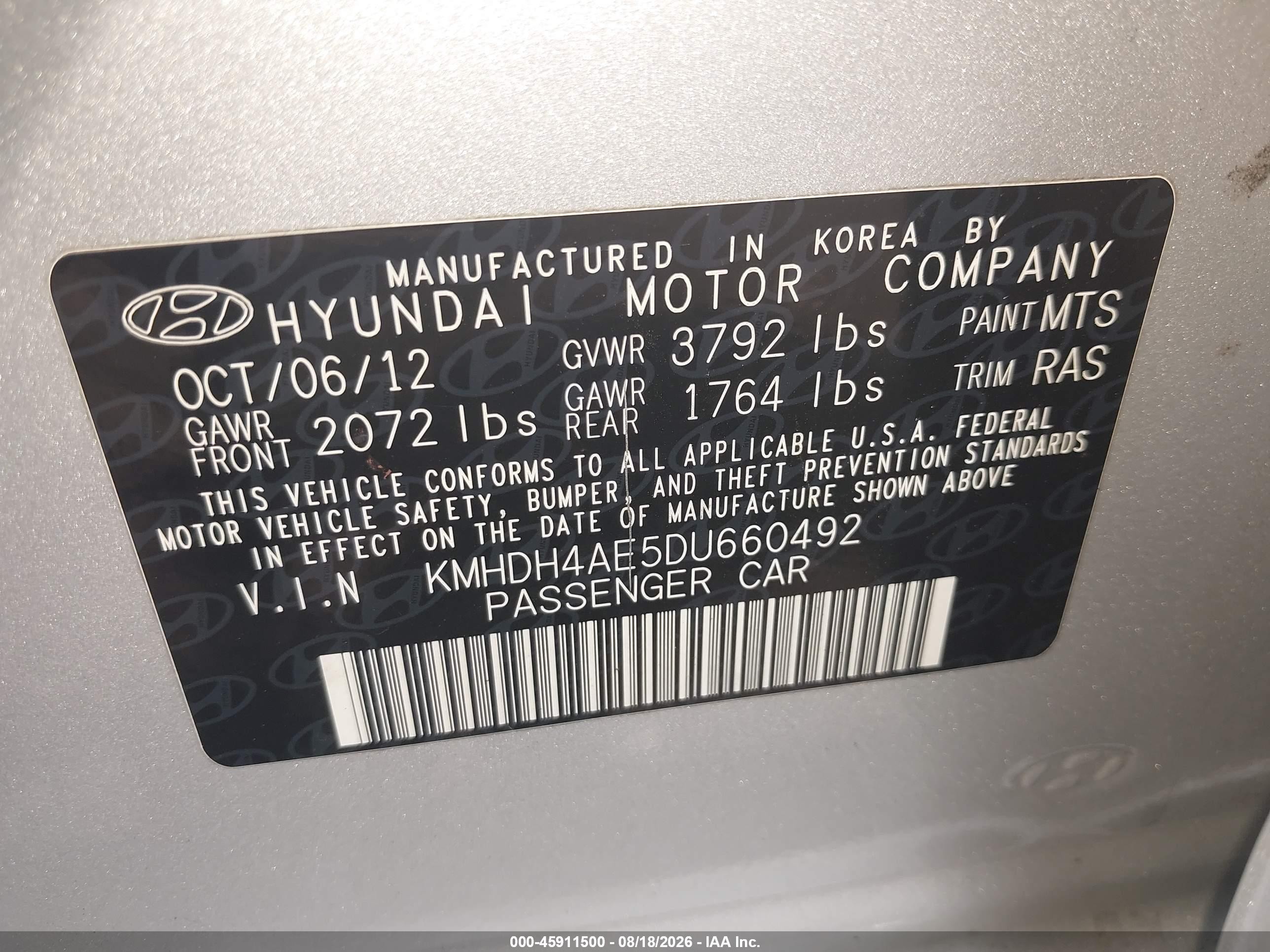 2013 Hyundai Elantra Gls Silver vin: KMHDH4AE5DU660492