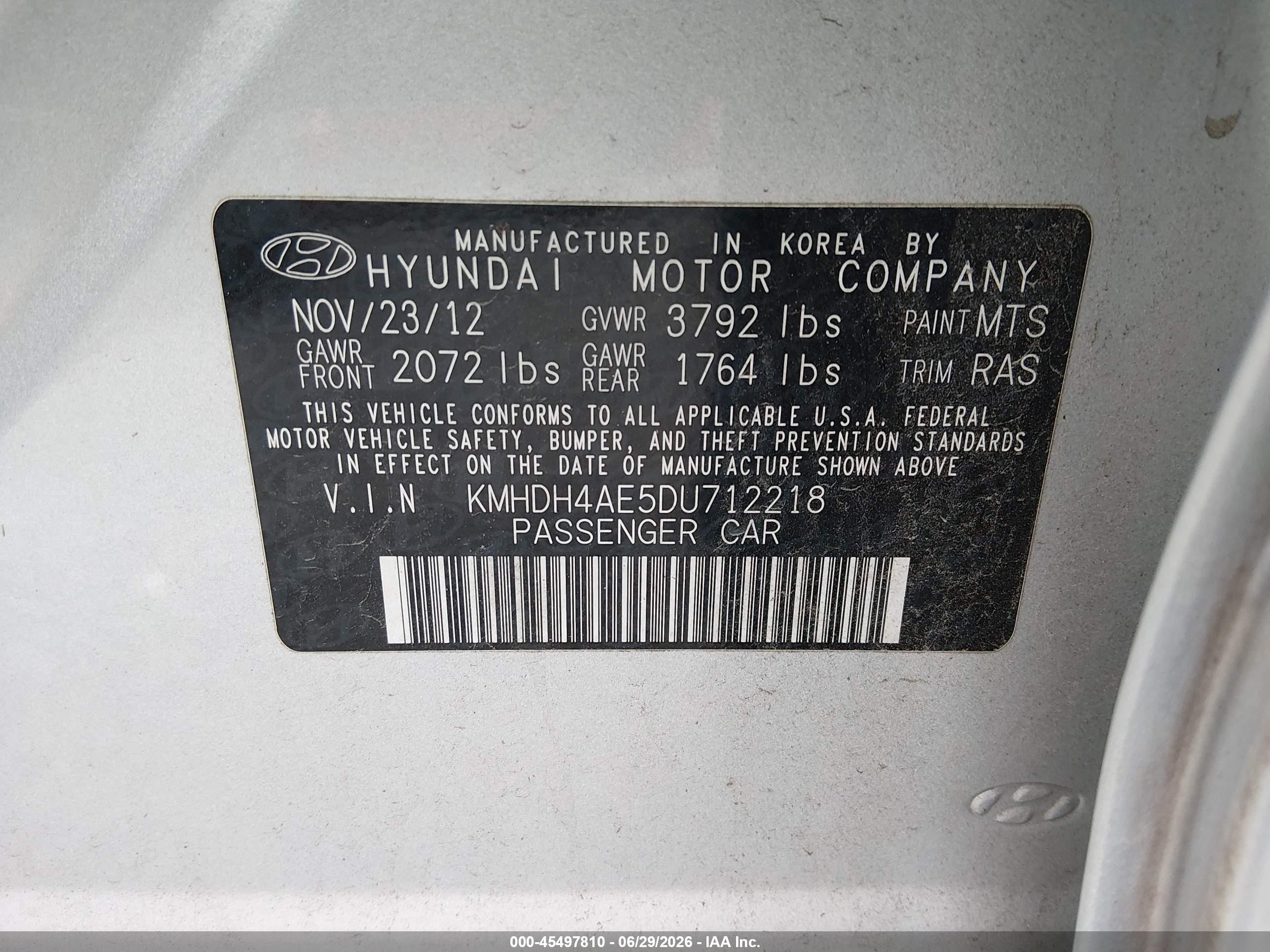 2013 Hyundai Elantra Gls Silver vin: KMHDH4AE5DU712218