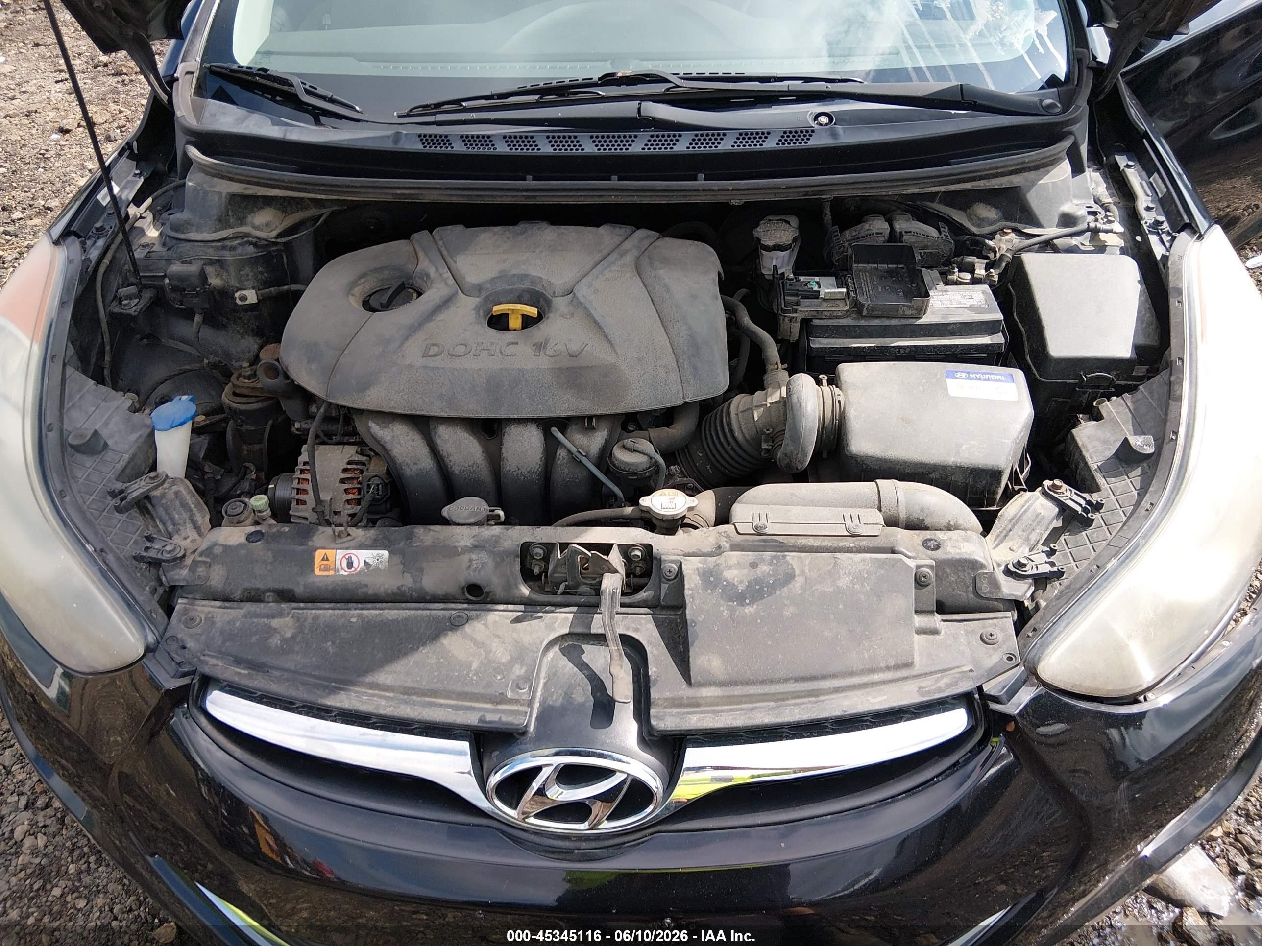 2013 Hyundai Elantra Gls Black vin: KMHDH4AE5DU716561