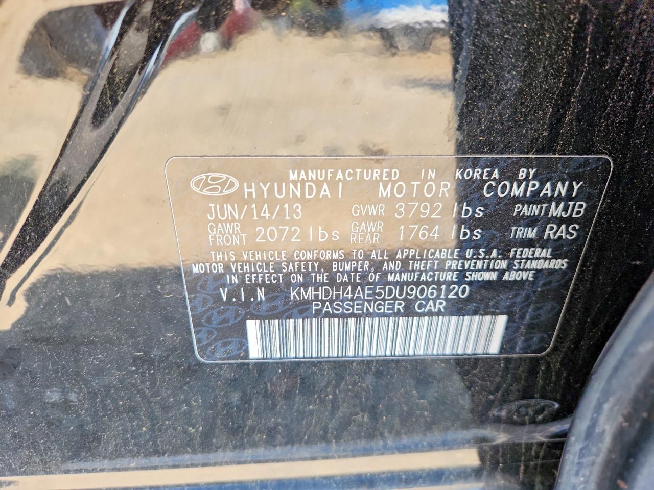 2013 Hyundai Elantra Gls Black vin: KMHDH4AE5DU906120