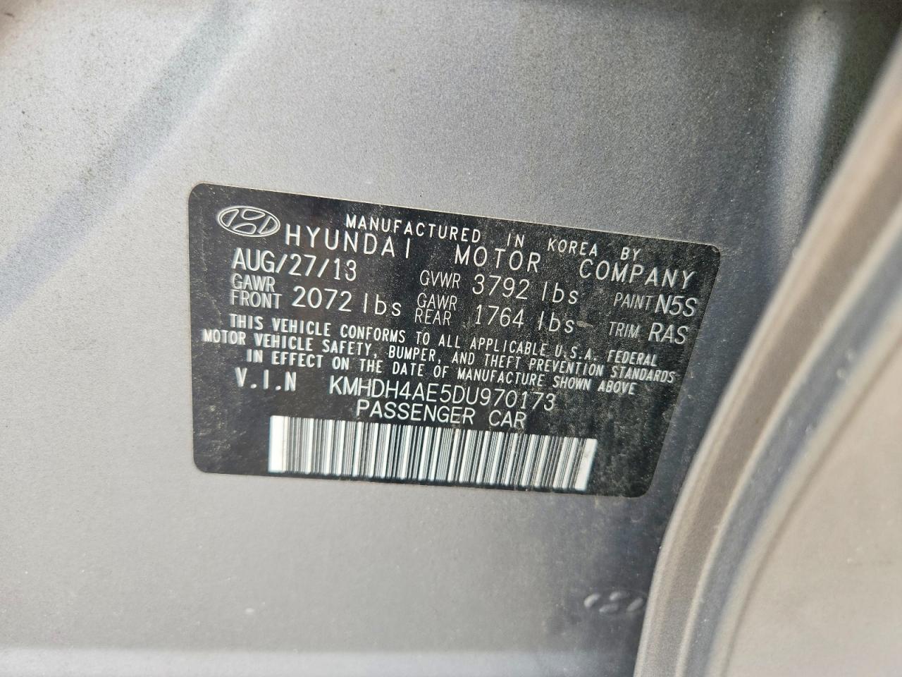 2013 Hyundai Elantra Gls Blue vin: KMHDH4AE5DU970173