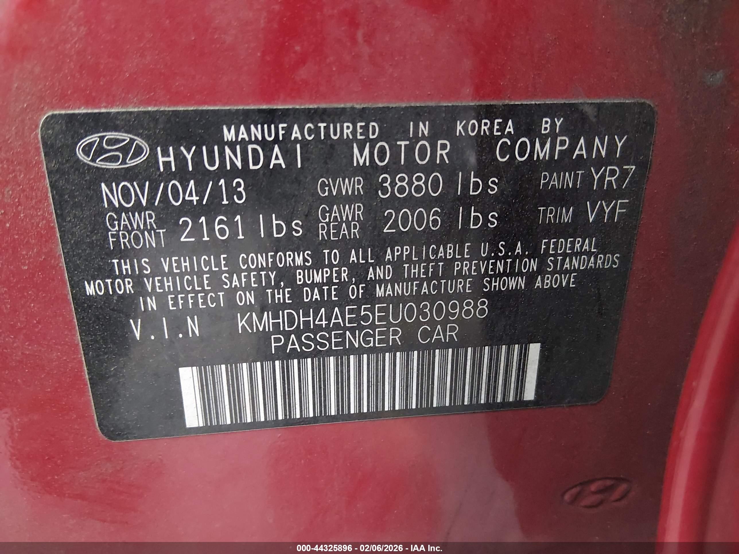 2014 Hyundai Elantra Se Красный vin: KMHDH4AE5EU030988
