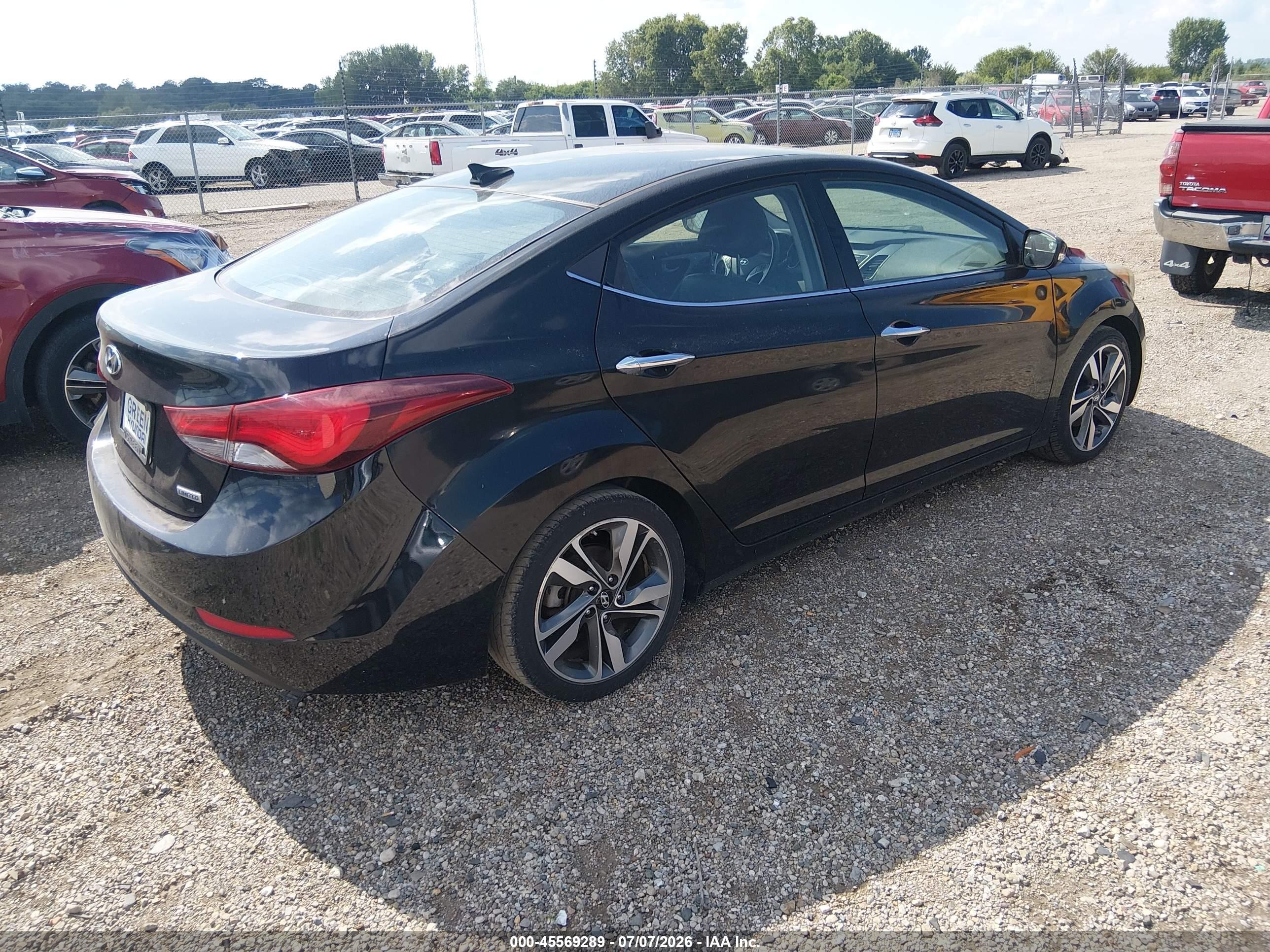 2014 Hyundai Elantra Limited Black vin: KMHDH4AE5EU046138
