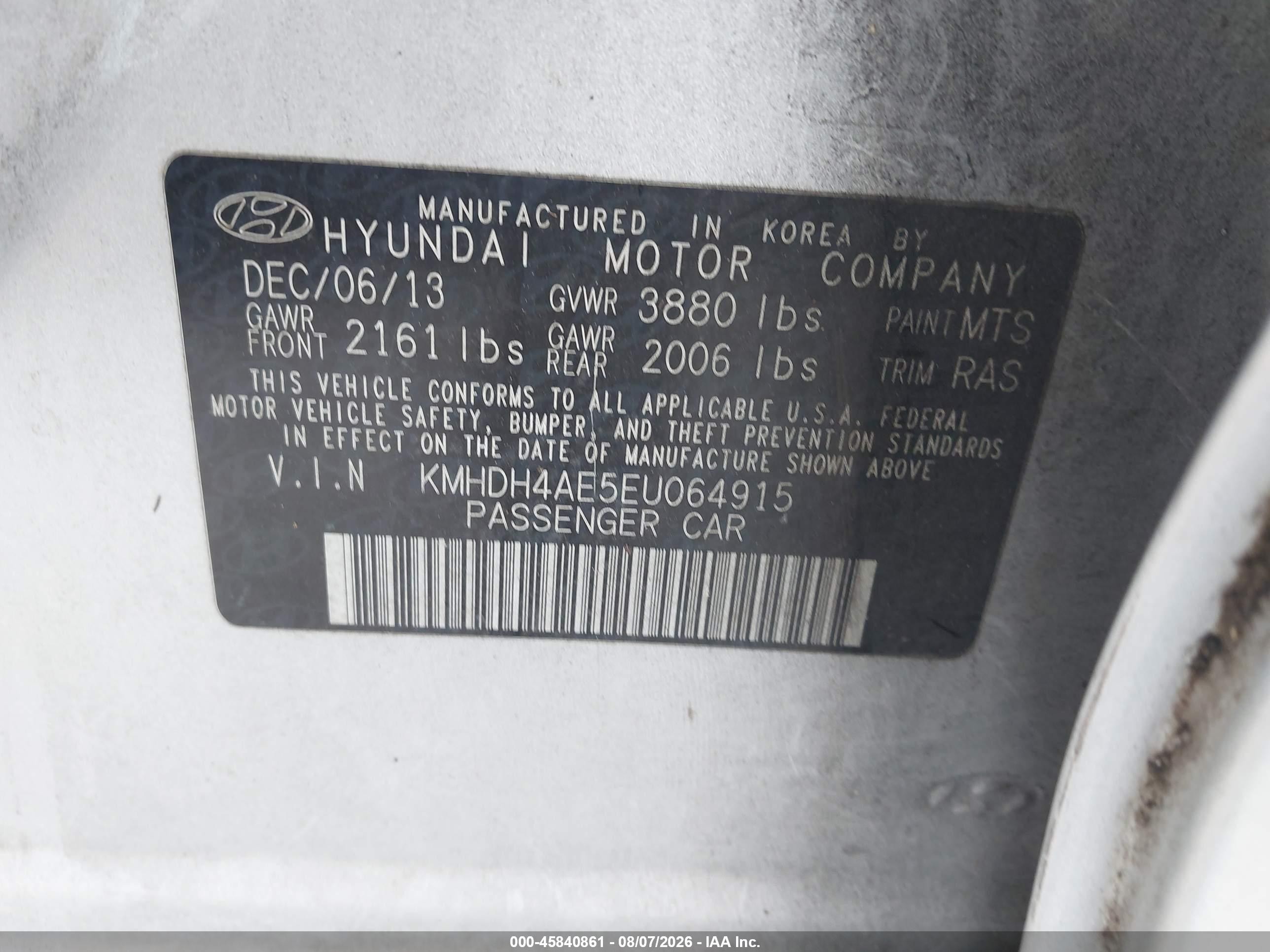 2014 Hyundai Elantra Se Silver vin: KMHDH4AE5EU064915