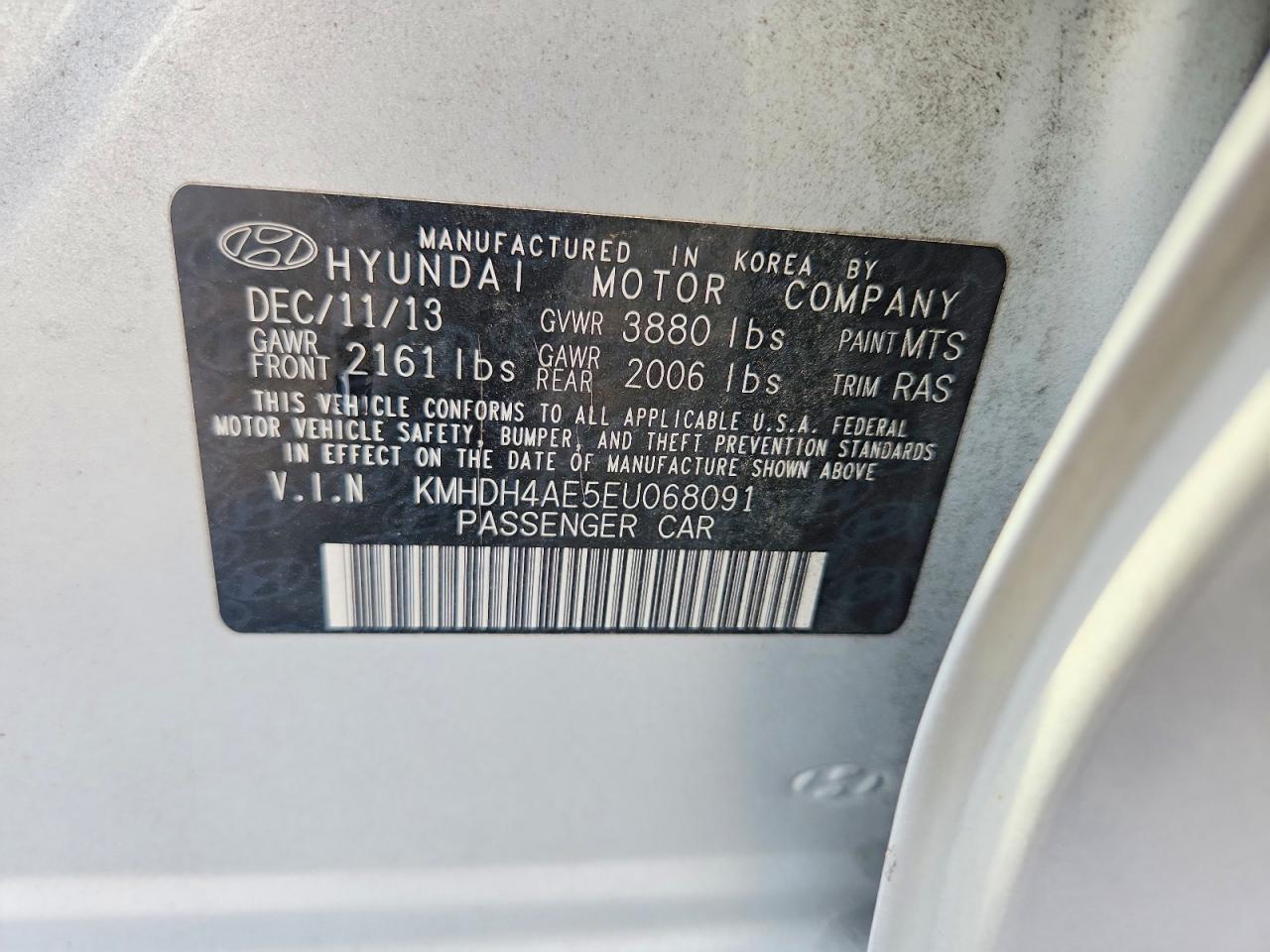 2014 Hyundai Elantra Se Серебряный vin: KMHDH4AE5EU068091