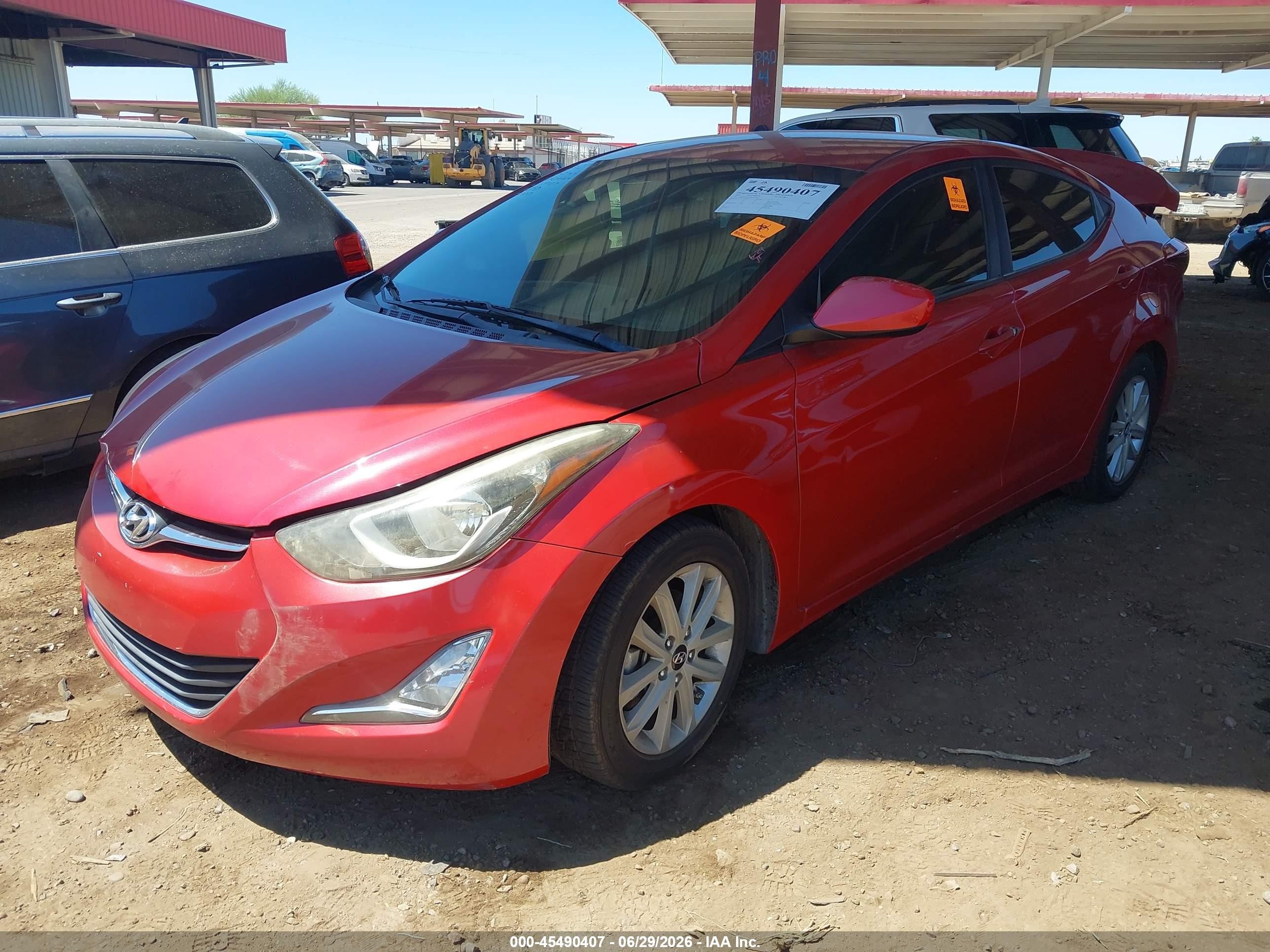 2014 Hyundai Elantra Se Red vin: KMHDH4AE5EU159197