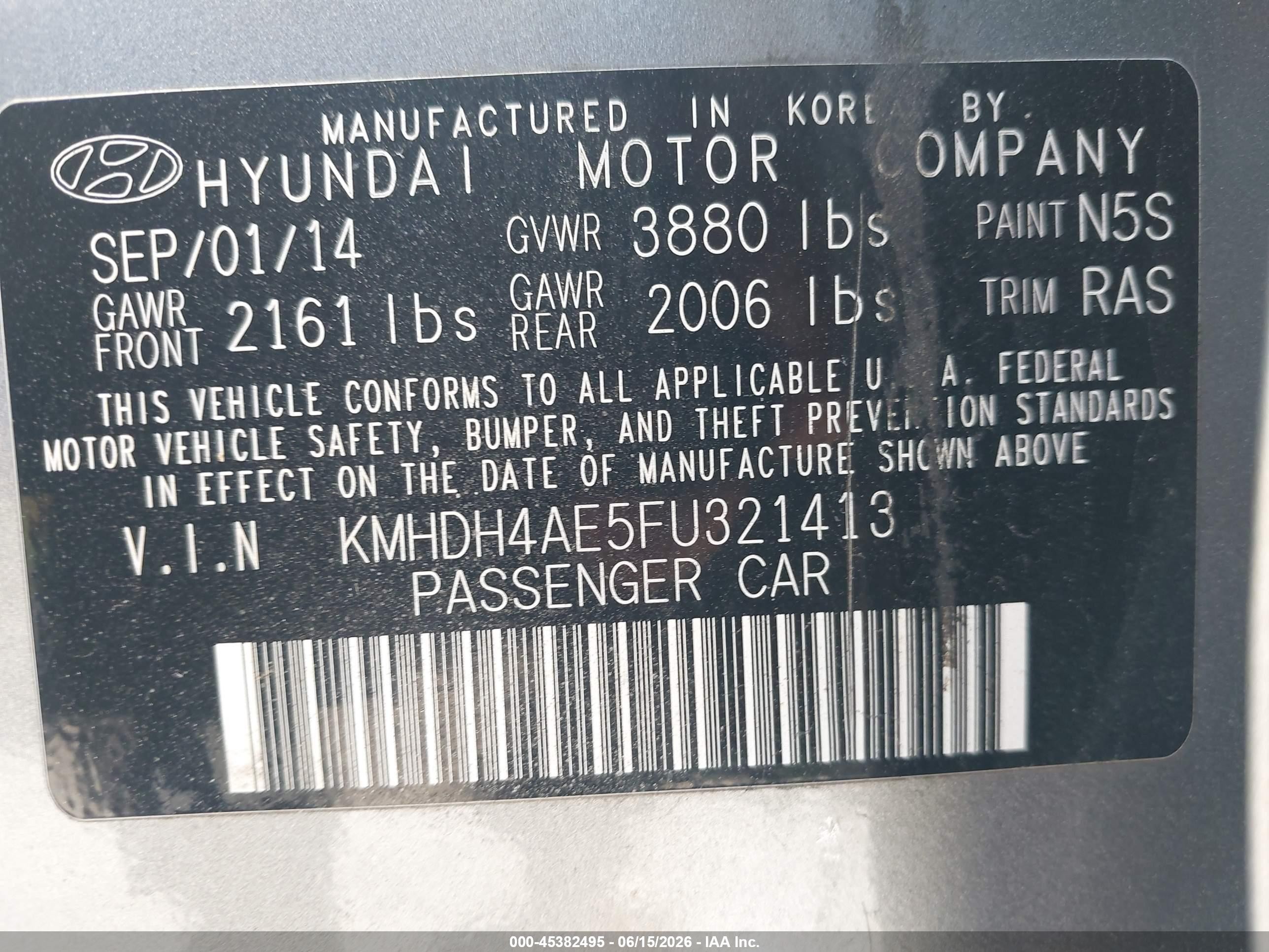 2015 Hyundai Elantra Limited Silver vin: KMHDH4AE5FU321413