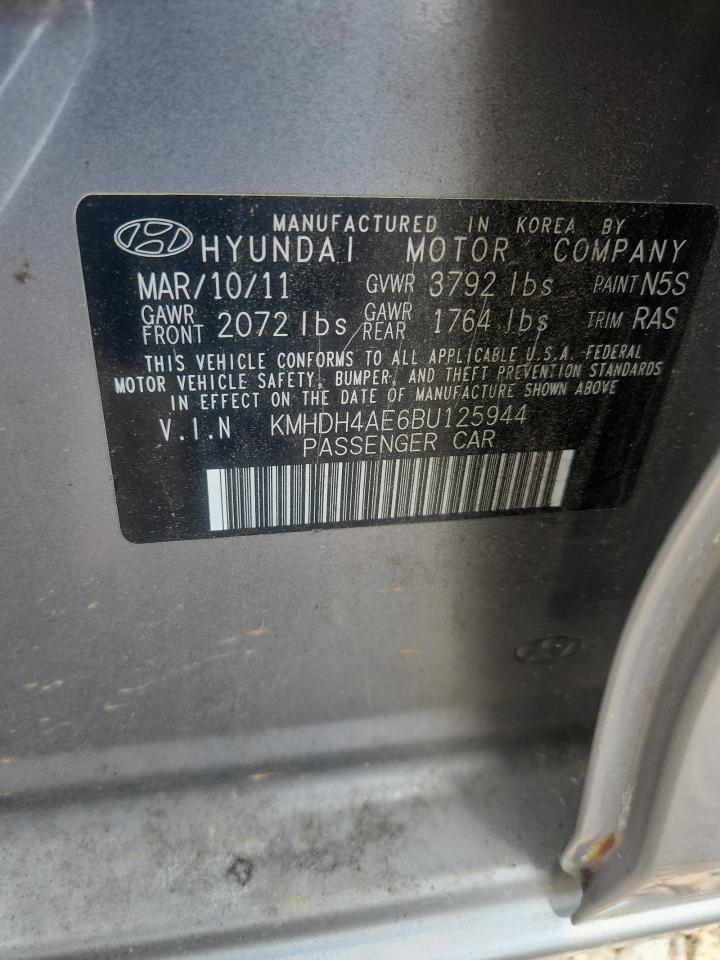 2011 Hyundai Elantra Gls Gray vin: KMHDH4AE6BU125944