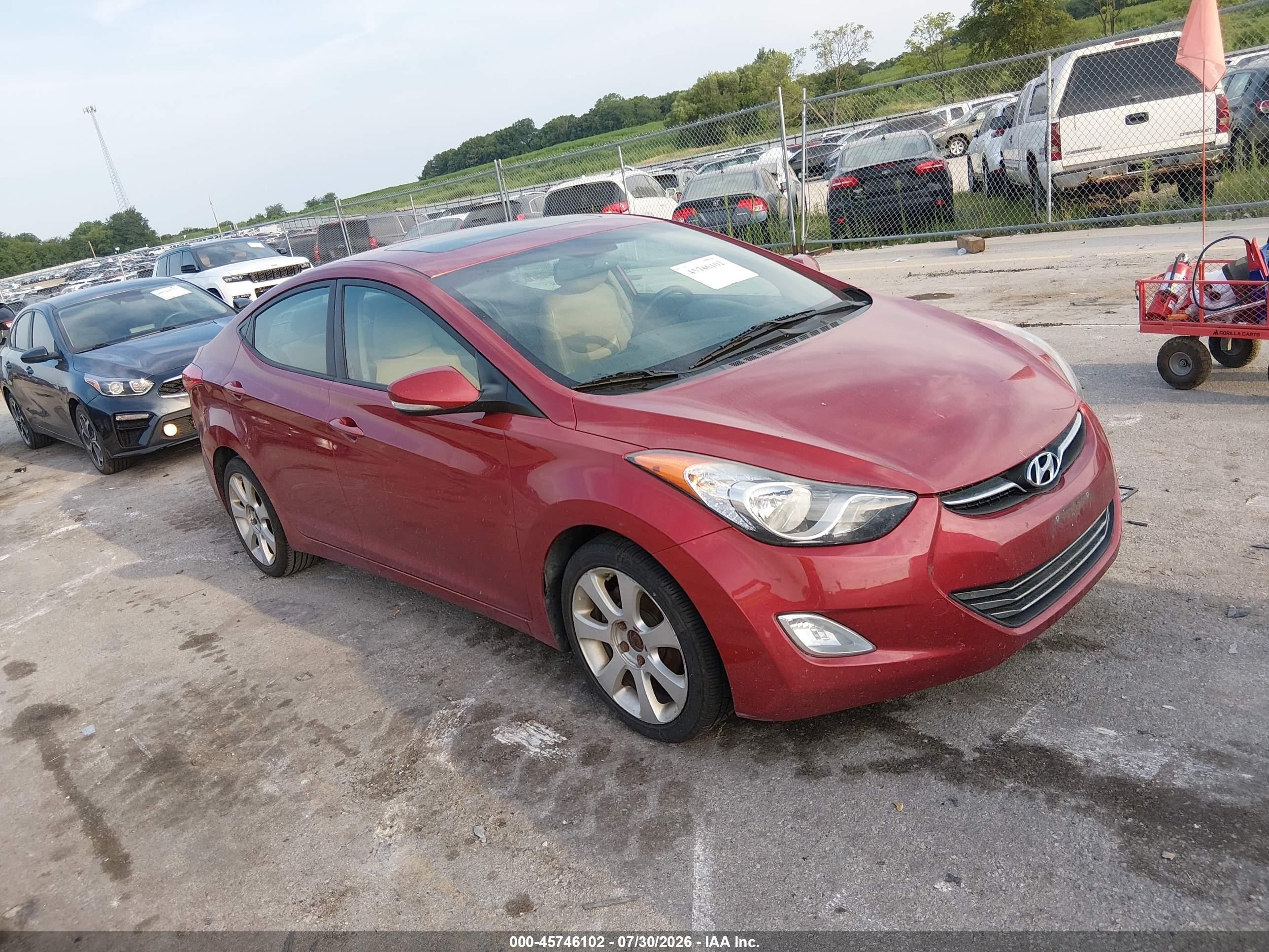 2012 Hyundai Elantra Limited (ulsan Plant) Красный vin: KMHDH4AE6CU307855