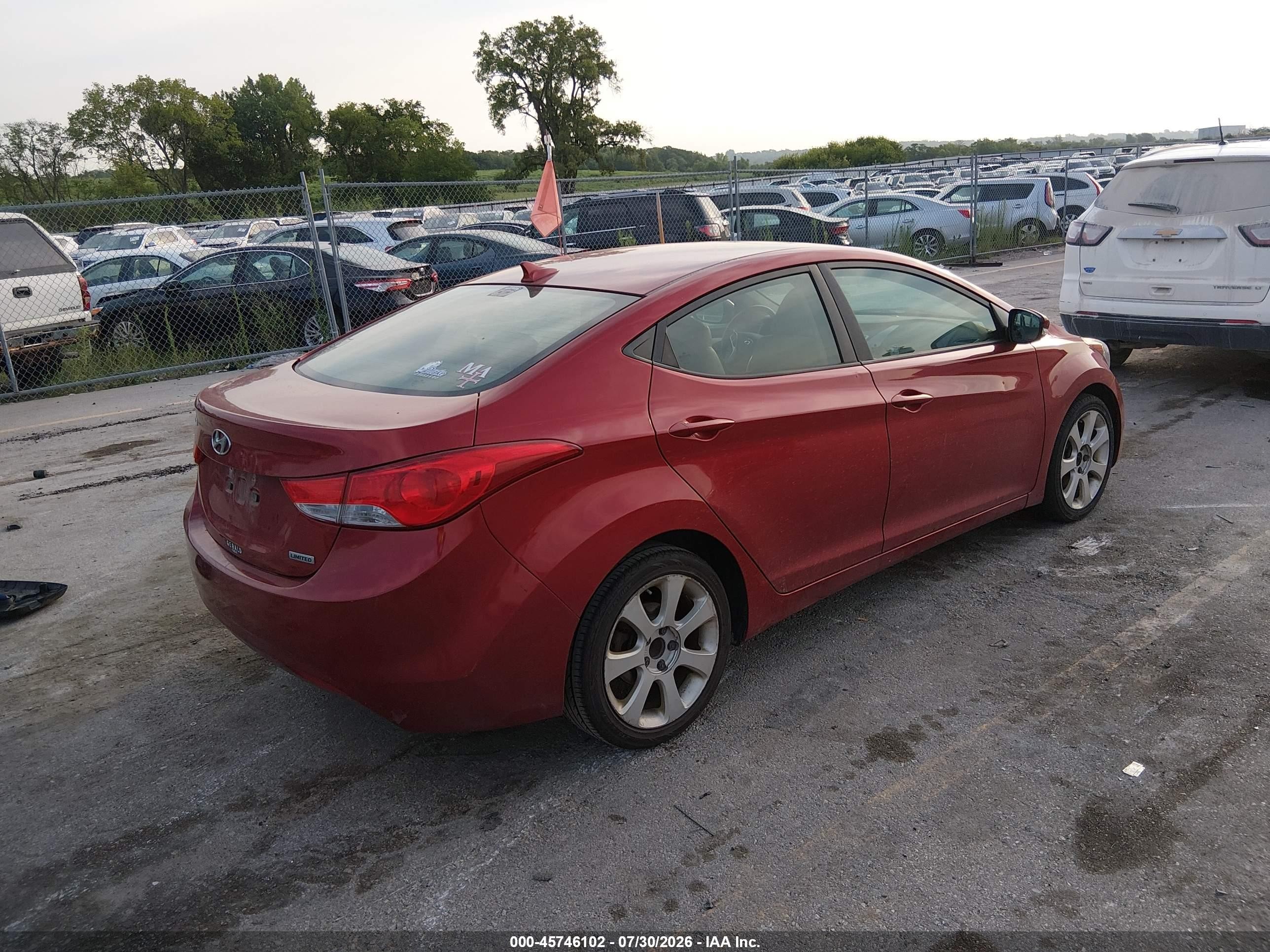 2012 Hyundai Elantra Limited (ulsan Plant) Красный vin: KMHDH4AE6CU307855