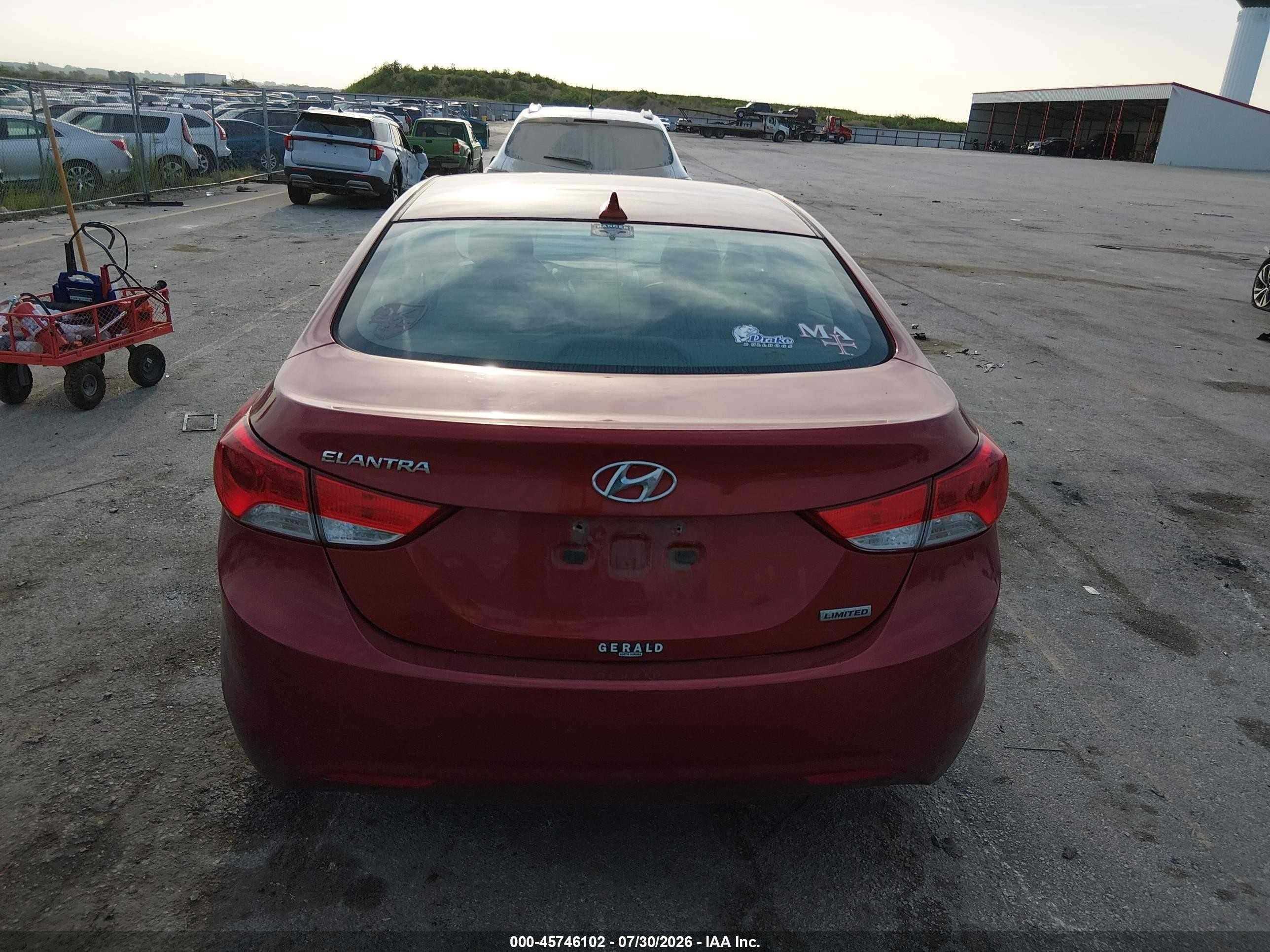 2012 Hyundai Elantra Limited (ulsan Plant) Красный vin: KMHDH4AE6CU307855