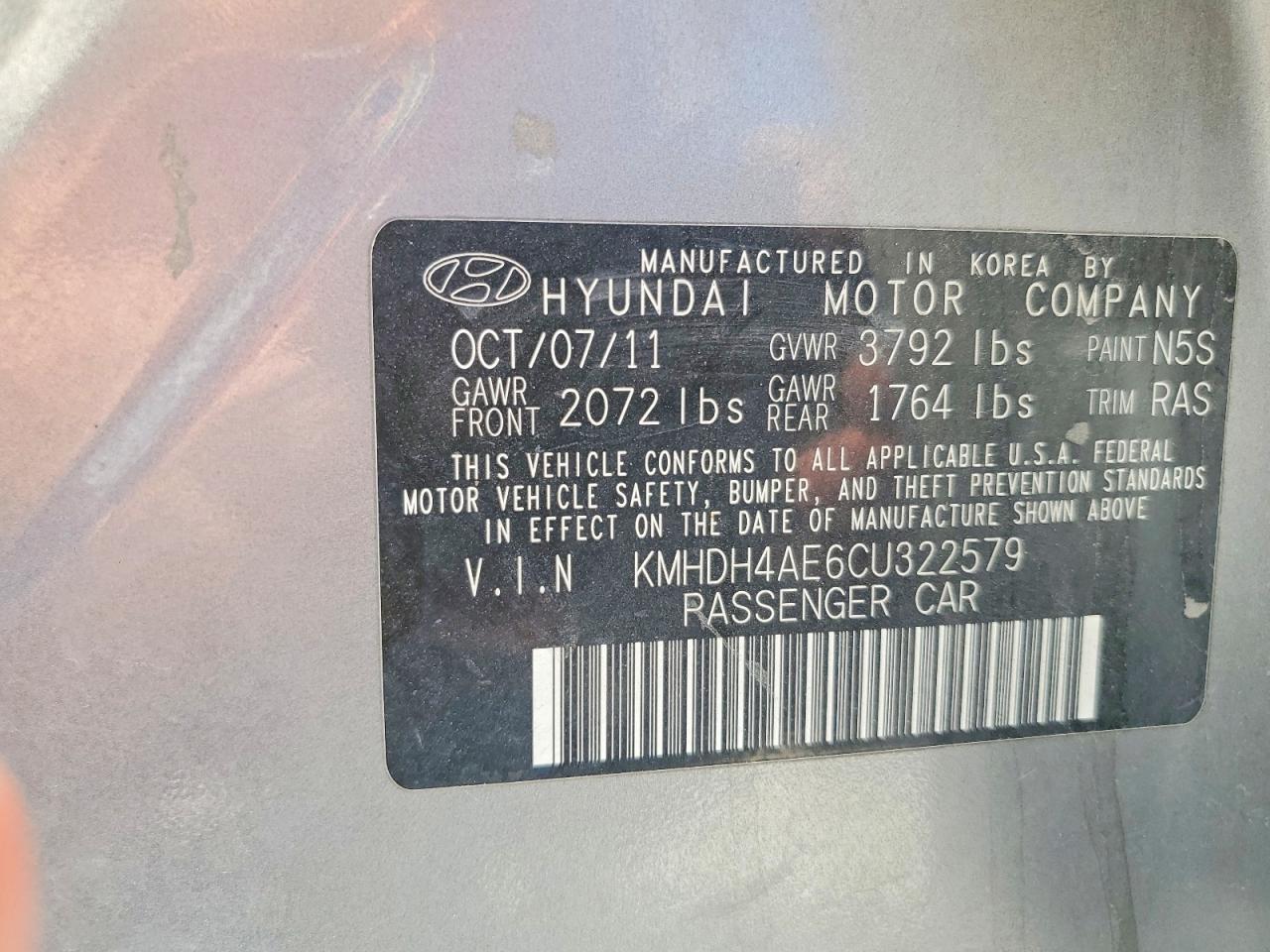 2012 Hyundai Elantra Gls Silver vin: KMHDH4AE6CU322579