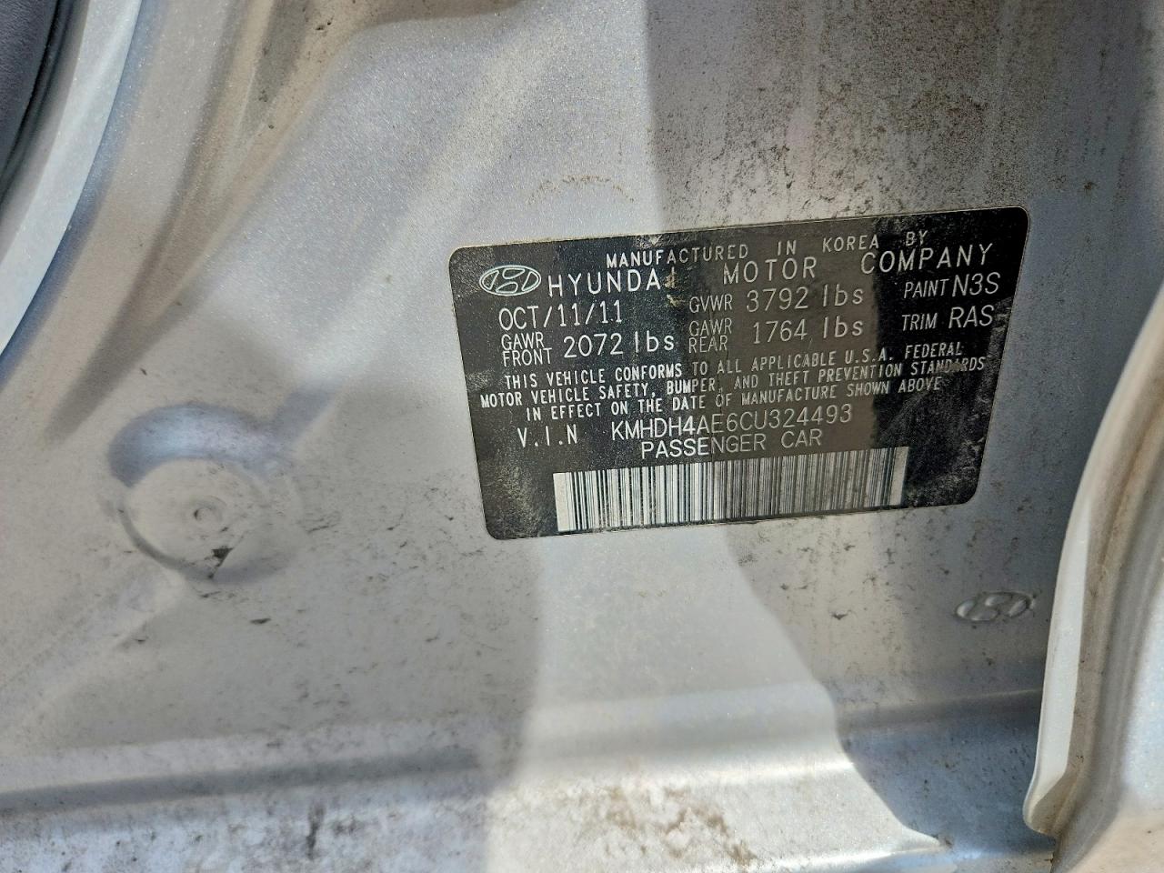 2012 Hyundai Elantra Gls Silver vin: KMHDH4AE6CU324493