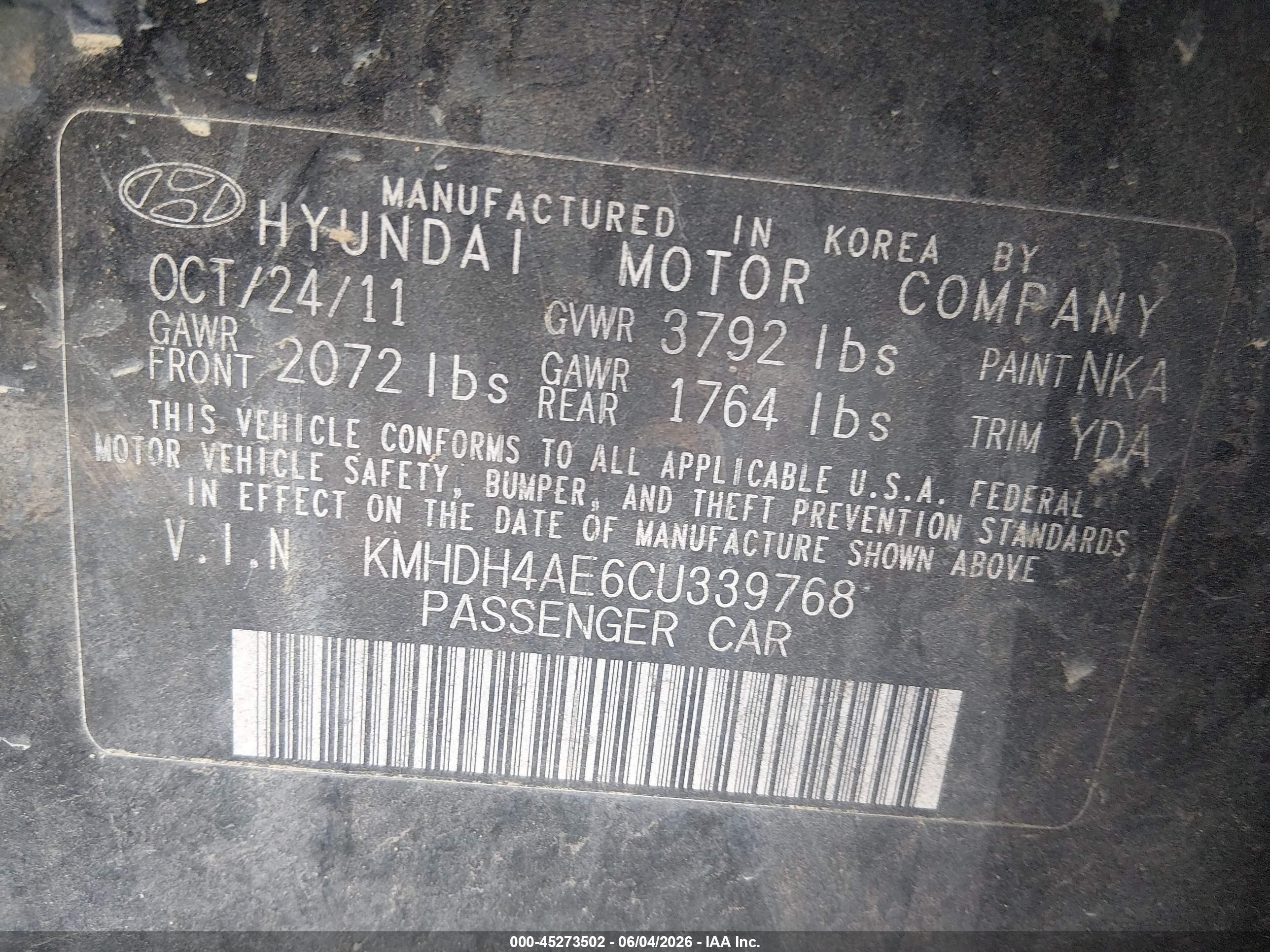 2012 Hyundai Elantra Gls (ulsan Plant) Черный vin: KMHDH4AE6CU339768