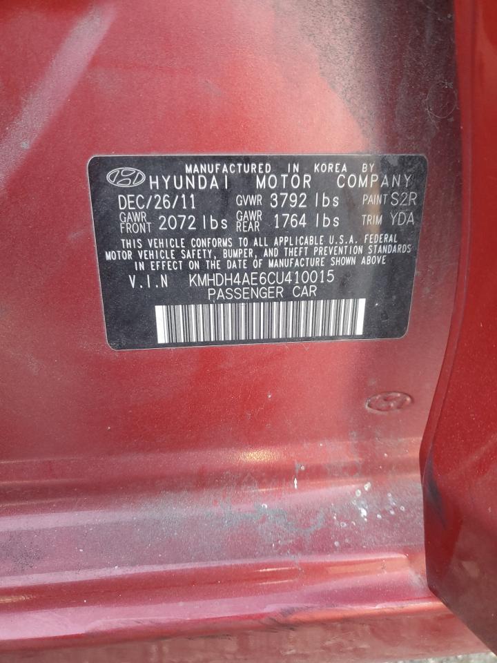 2012 Hyundai Elantra Gls Red vin: KMHDH4AE6CU410015
