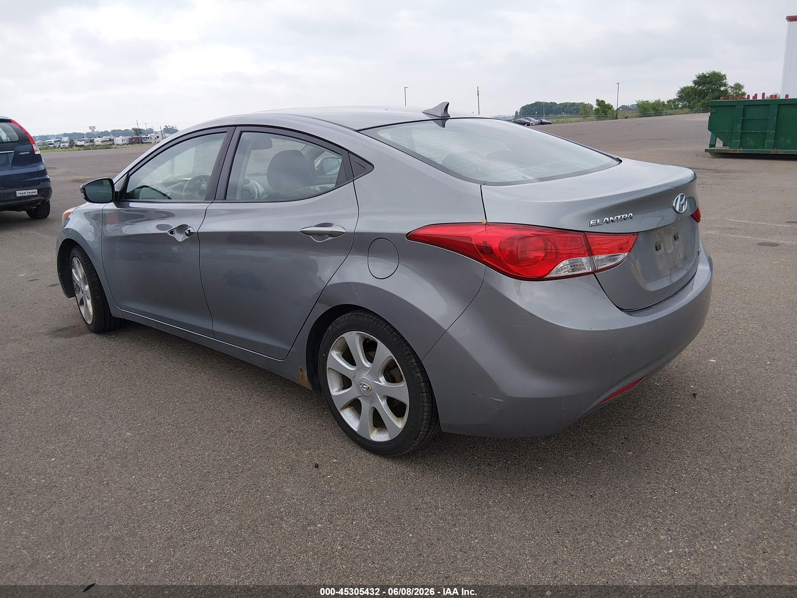 2013 Hyundai Elantra Limited Gray vin: KMHDH4AE6DU521505