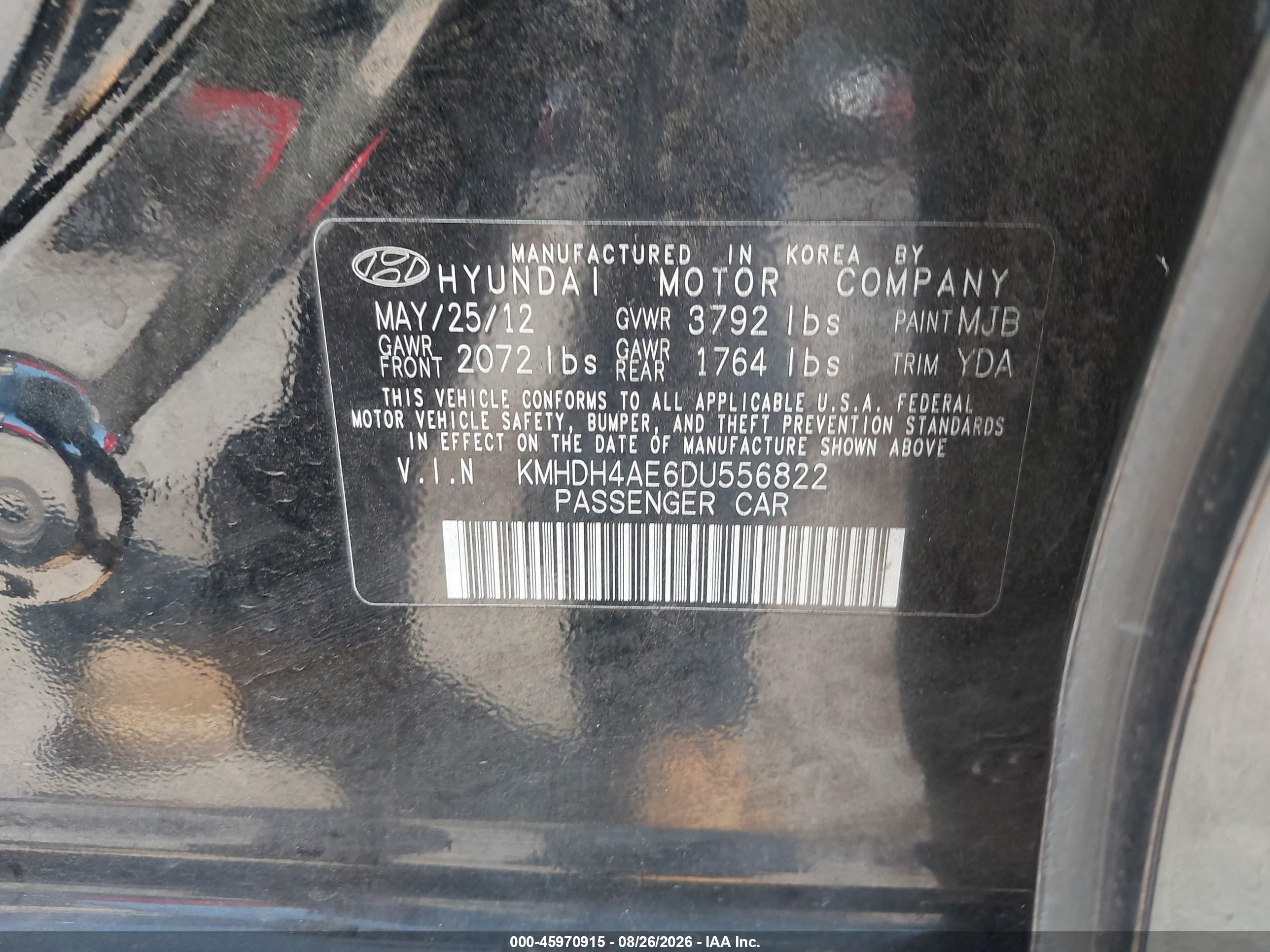 2013 Hyundai Elantra Gls Черный vin: KMHDH4AE6DU556822