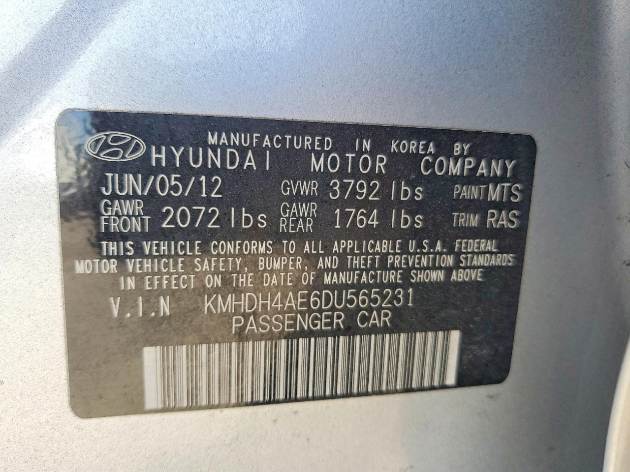 2013 Hyundai Elantra Gls Silver vin: KMHDH4AE6DU565231