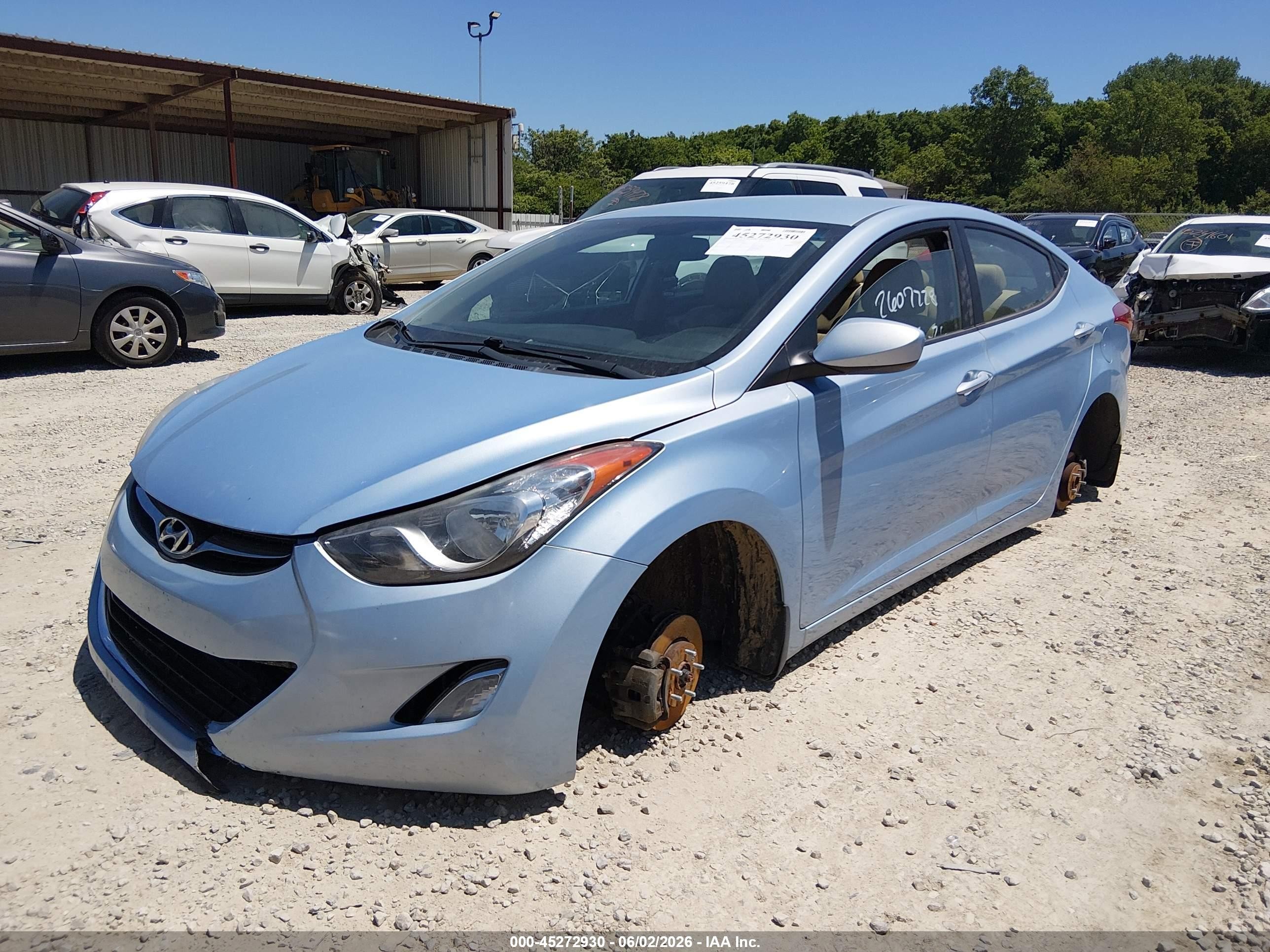 2013 Hyundai Elantra Gls Light Blue vin: KMHDH4AE6DU610636