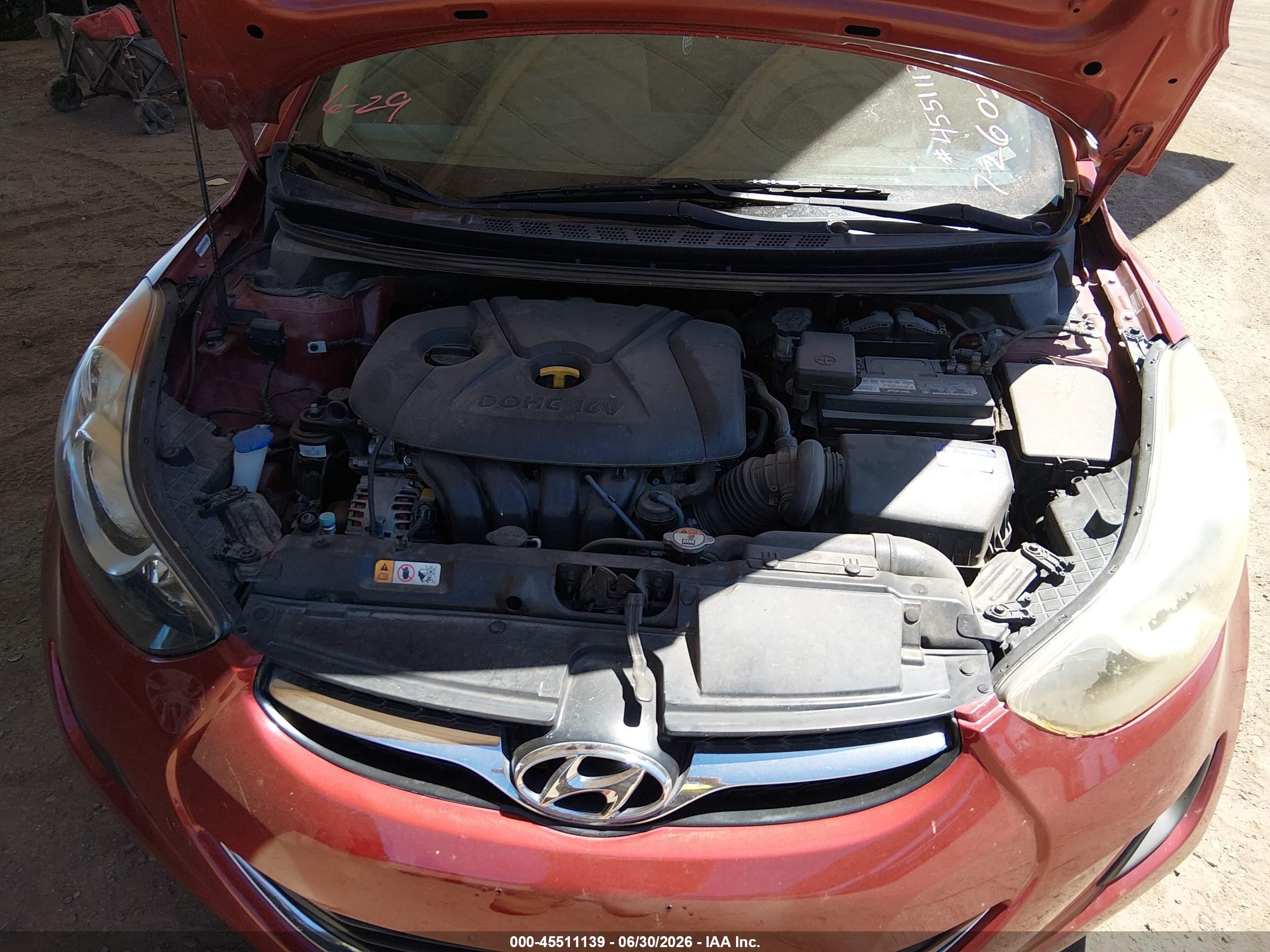 2013 Hyundai Elantra Gls (ulsan Plant) Burgundy vin: KMHDH4AE6DU726029