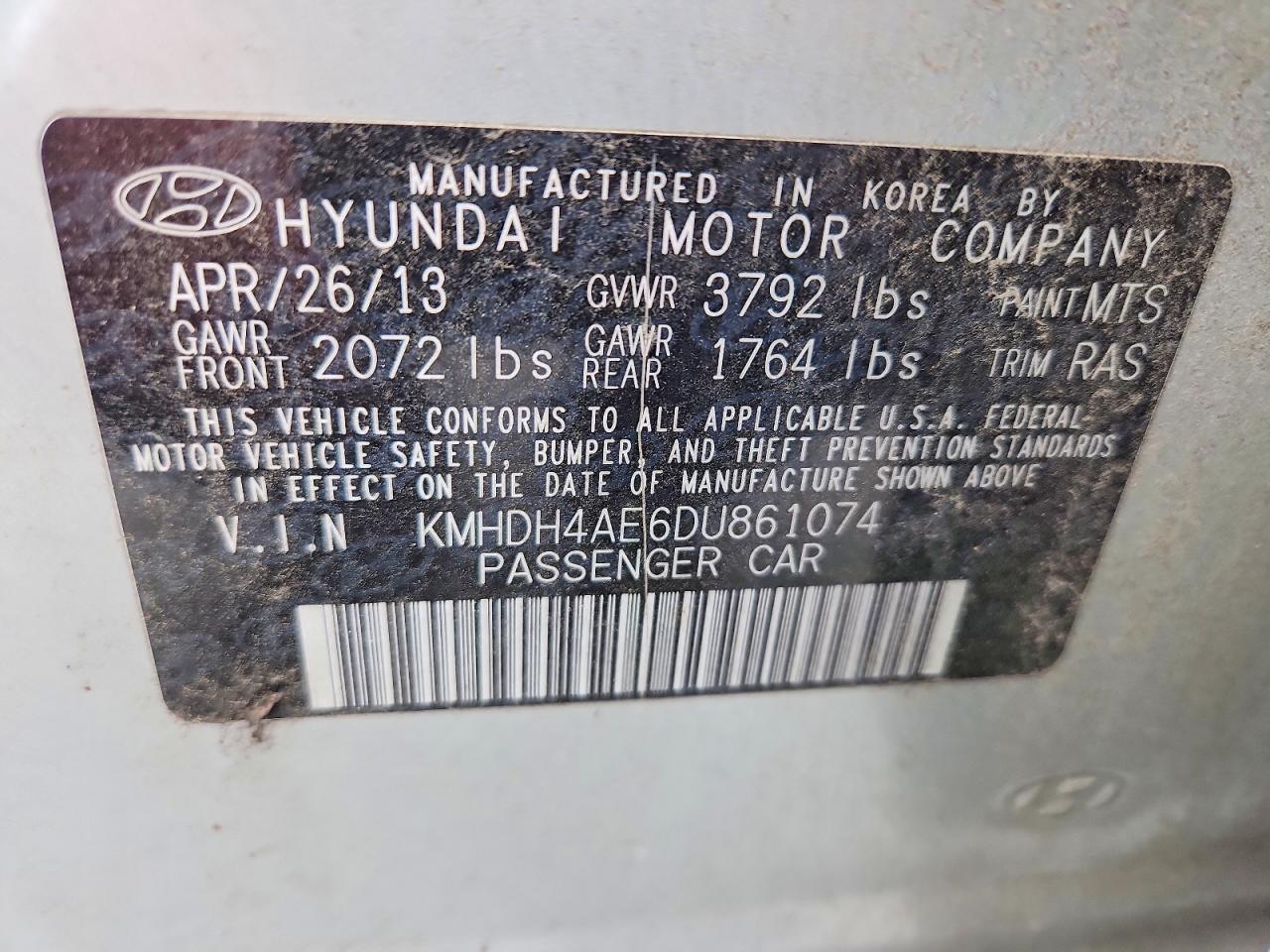 2013 Hyundai Elantra Gls Silver vin: KMHDH4AE6DU861074