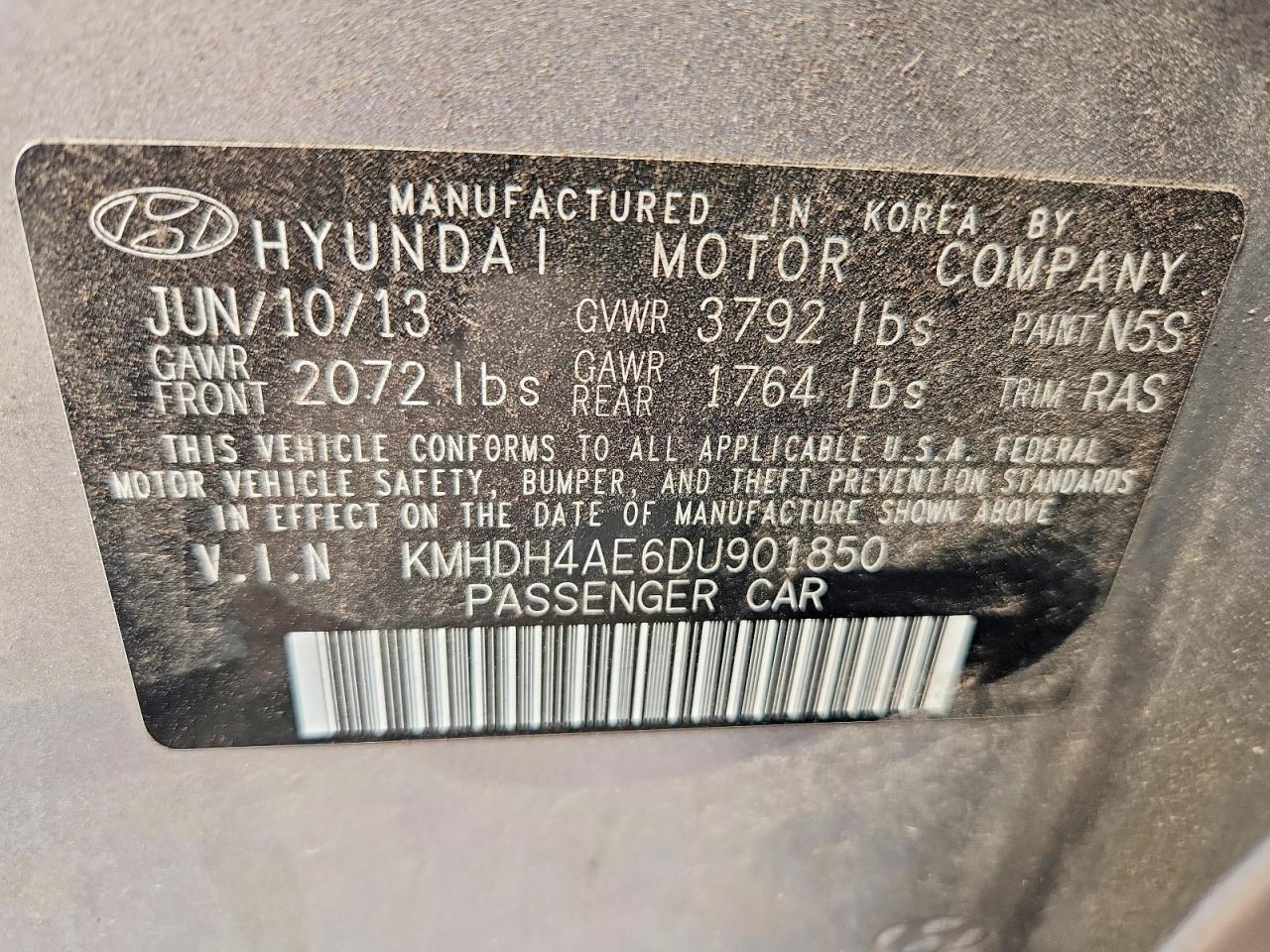 2013 Hyundai Elantra Gls Серый vin: KMHDH4AE6DU901850