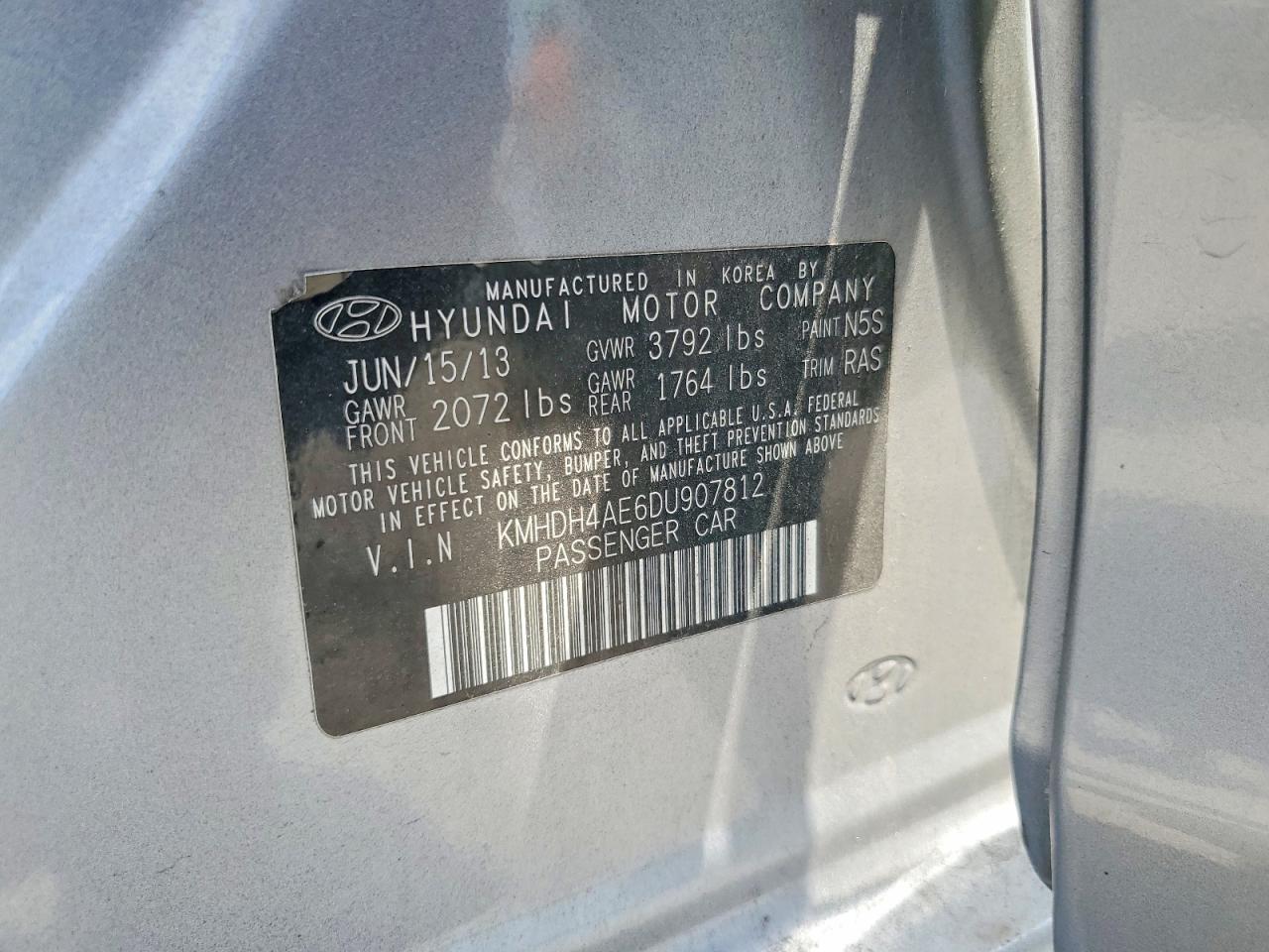 2013 Hyundai Elantra Gls Gray vin: KMHDH4AE6DU907812