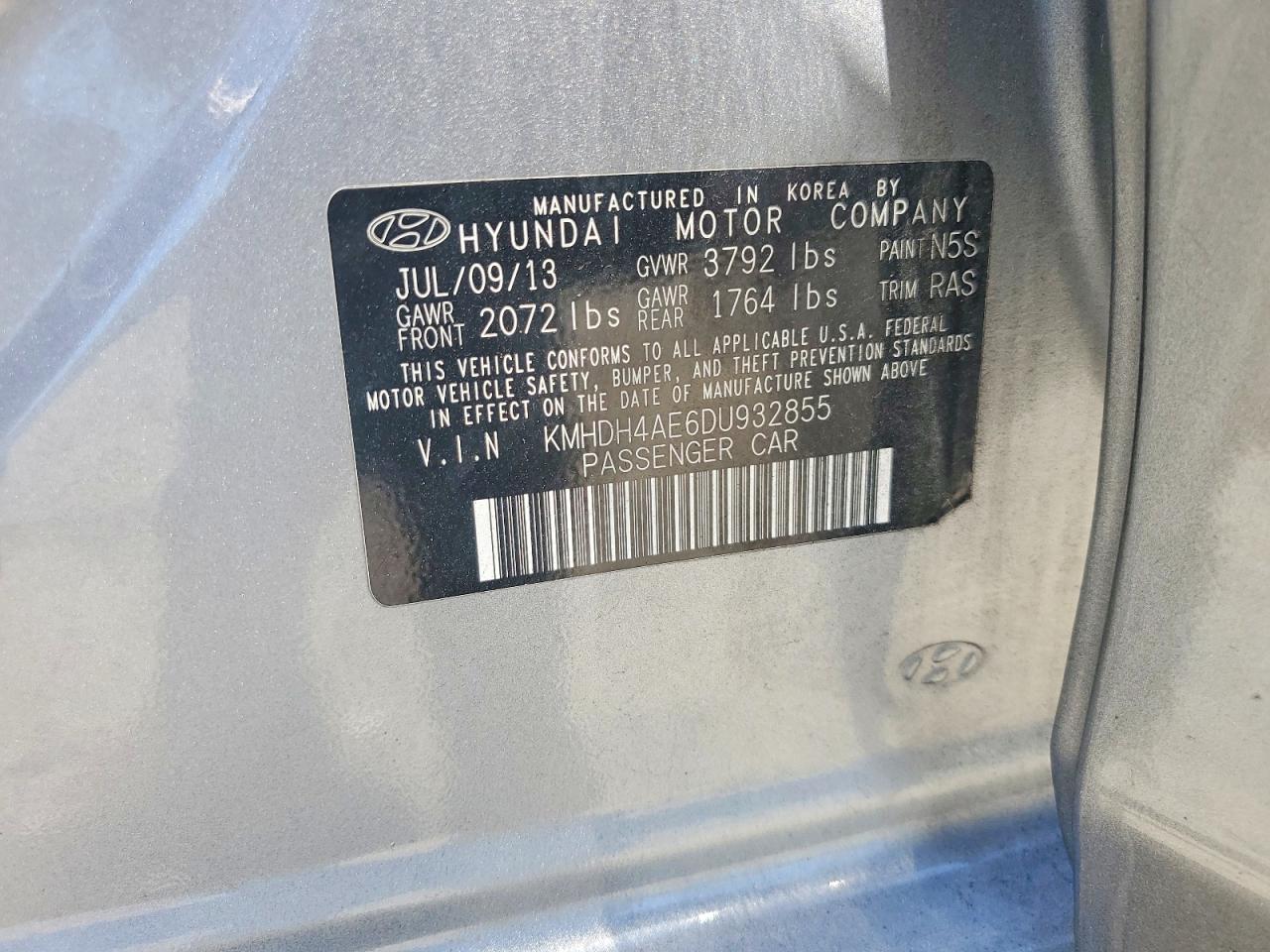 2013 Hyundai Elantra Gls Silver vin: KMHDH4AE6DU932855