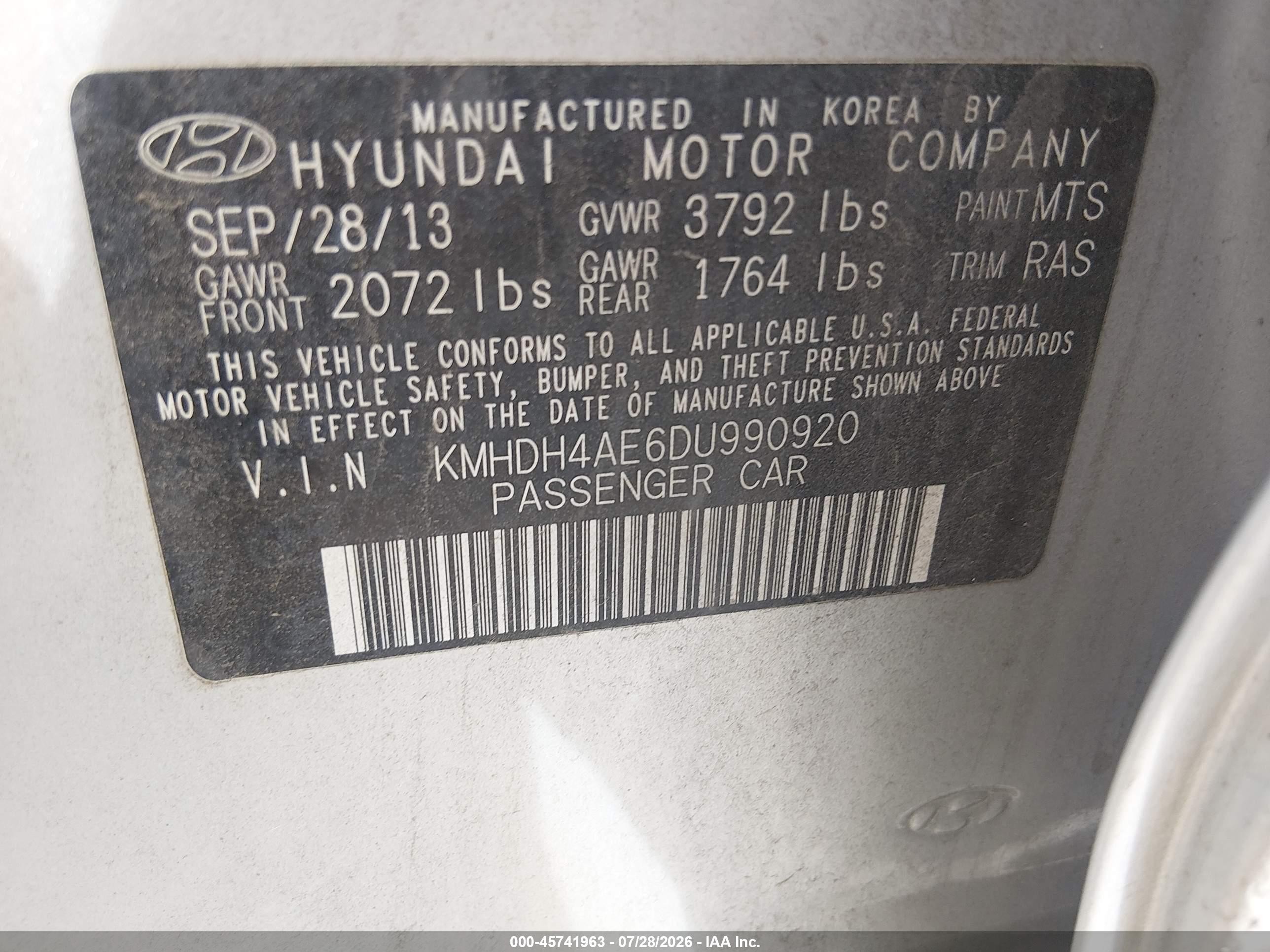 2013 Hyundai Elantra Gls Silver vin: KMHDH4AE6DU990920