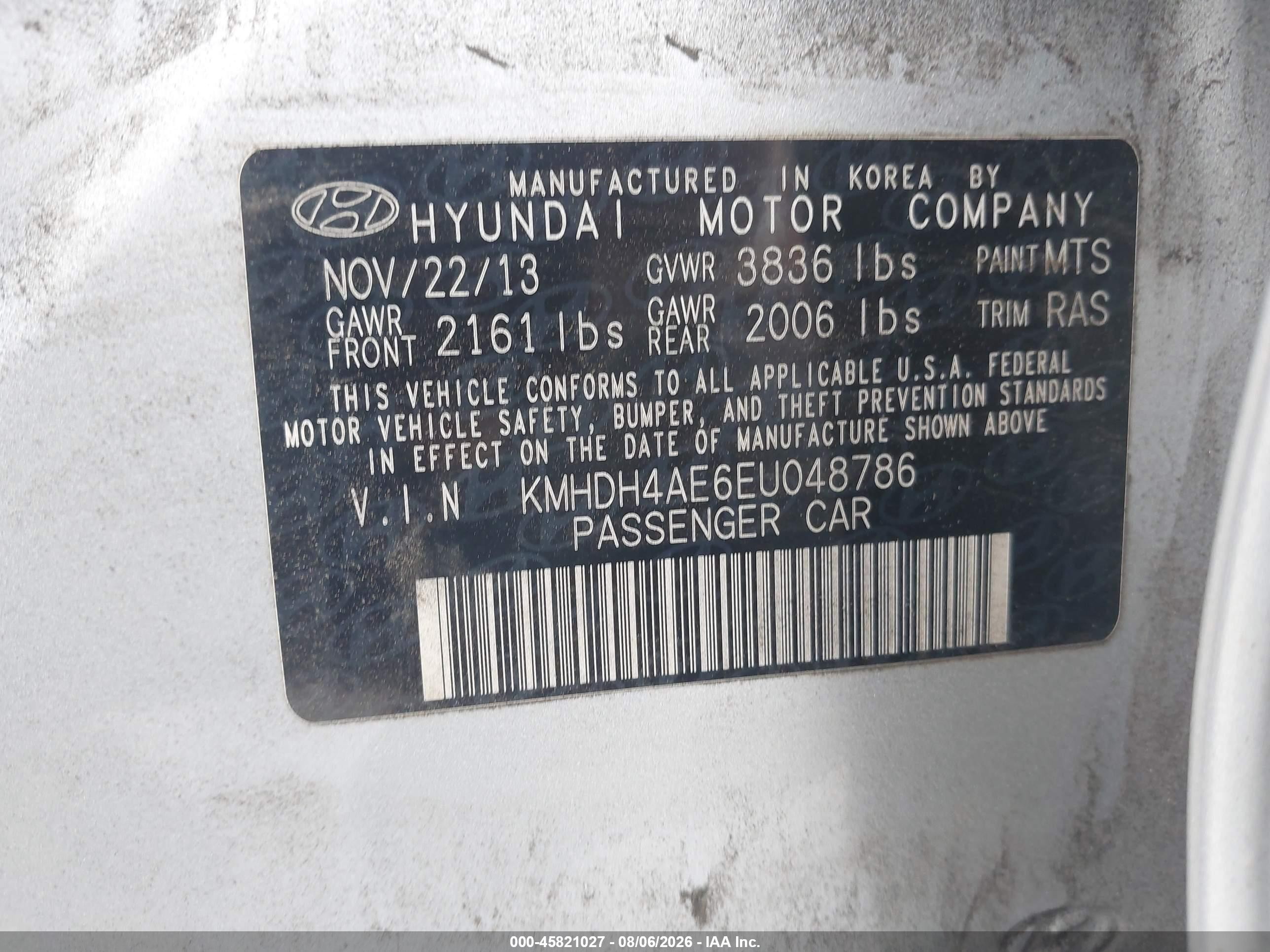 2014 Hyundai Elantra Se Серебряный vin: KMHDH4AE6EU048786