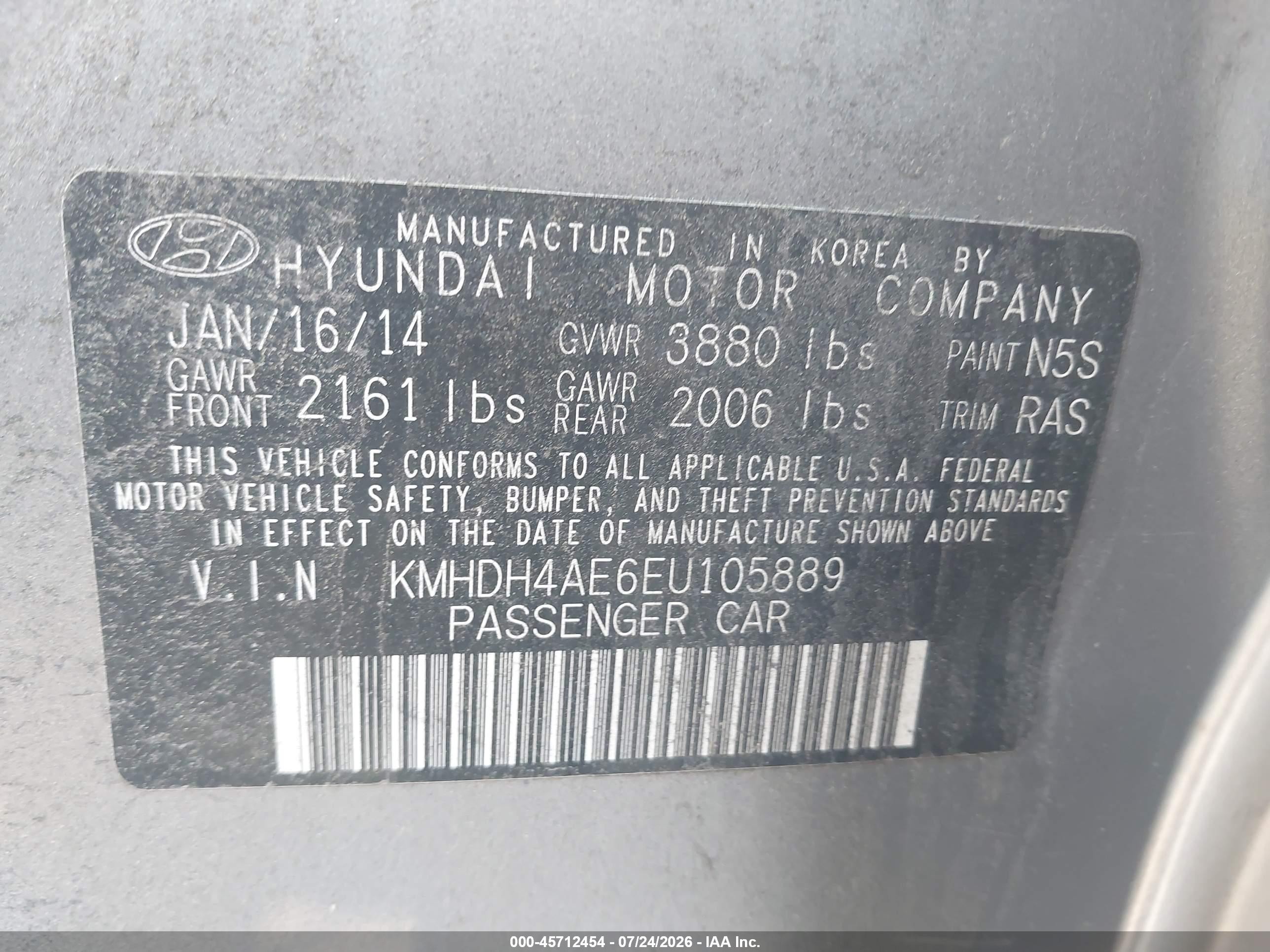 2014 Hyundai Elantra Limited Silver vin: KMHDH4AE6EU105889