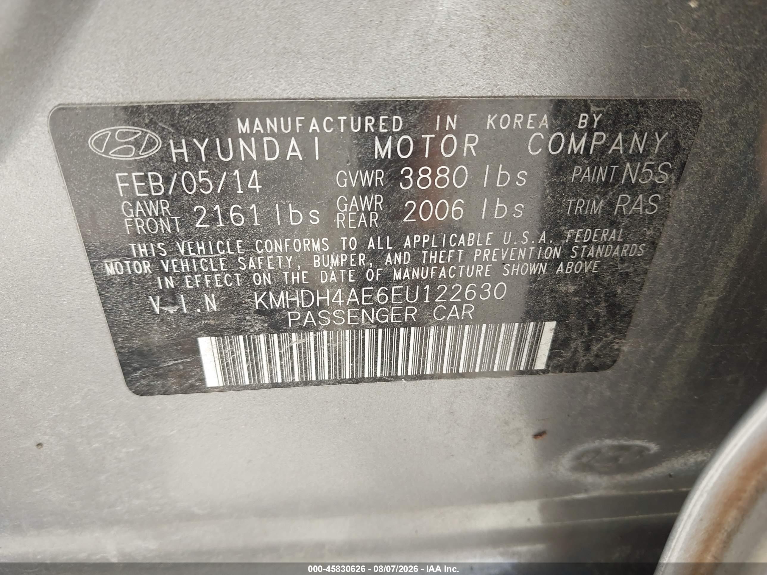 2014 Hyundai Elantra Se Silver vin: KMHDH4AE6EU122630