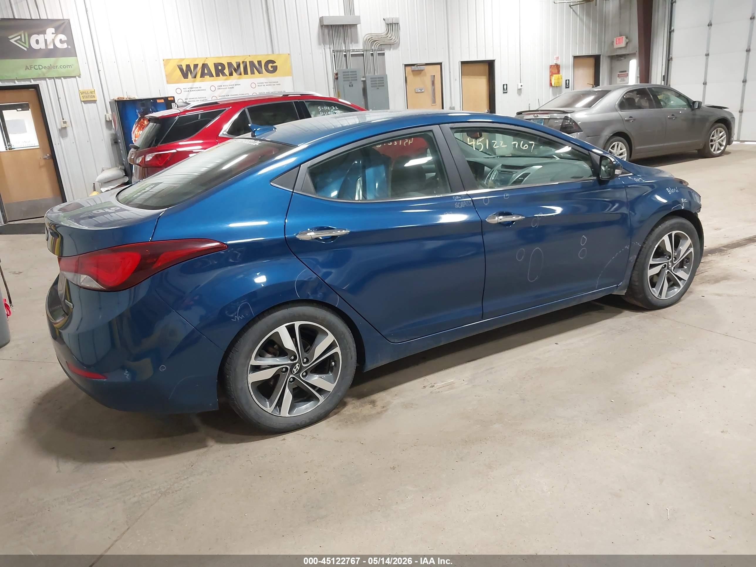 2014 Hyundai Elantra Limited Blue vin: KMHDH4AE6EU129111