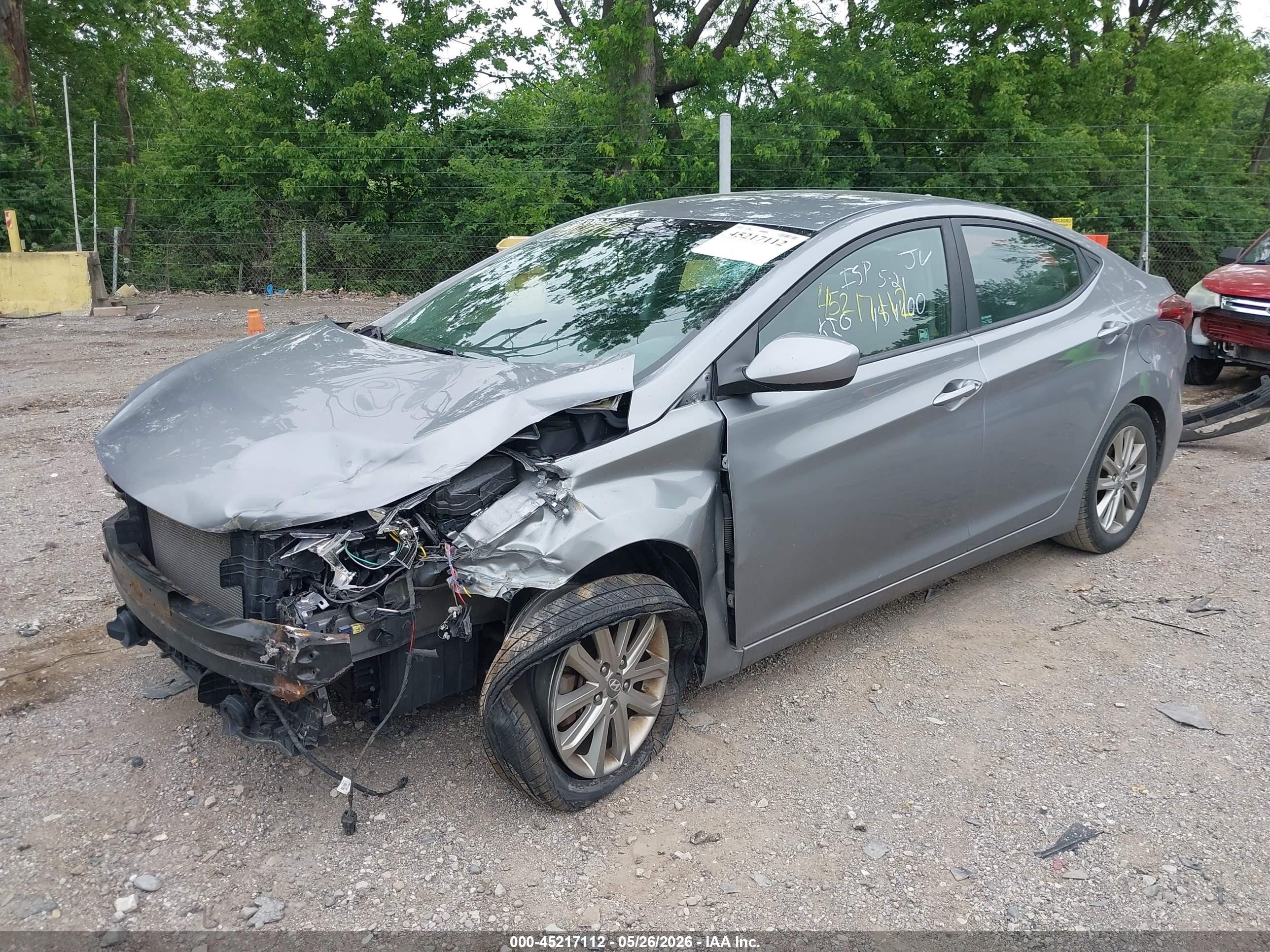 2014 Hyundai Elantra Se Gray vin: KMHDH4AE6EU154400