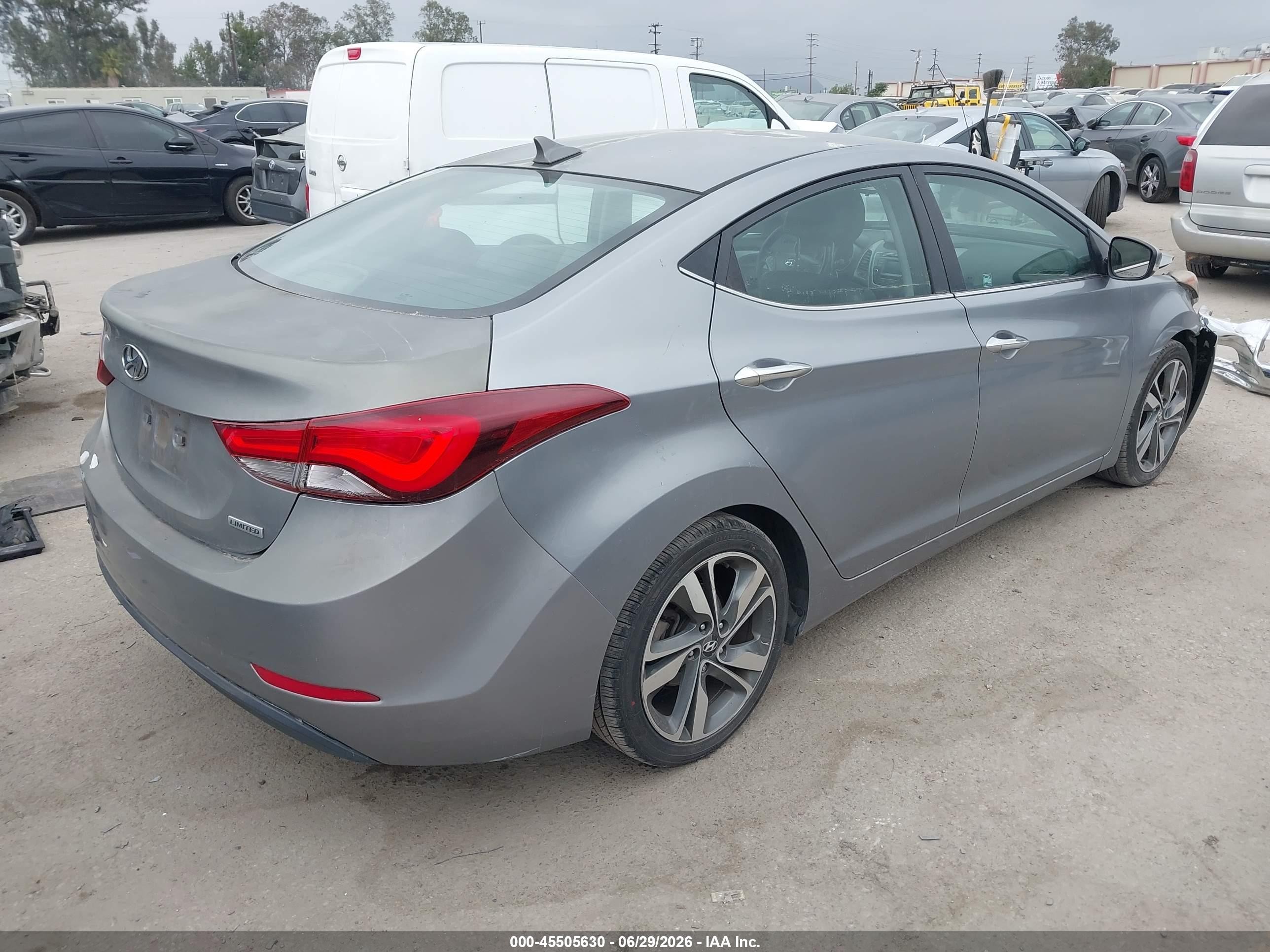 2015 Hyundai Elantra Limited Gray vin: KMHDH4AE6FU301249