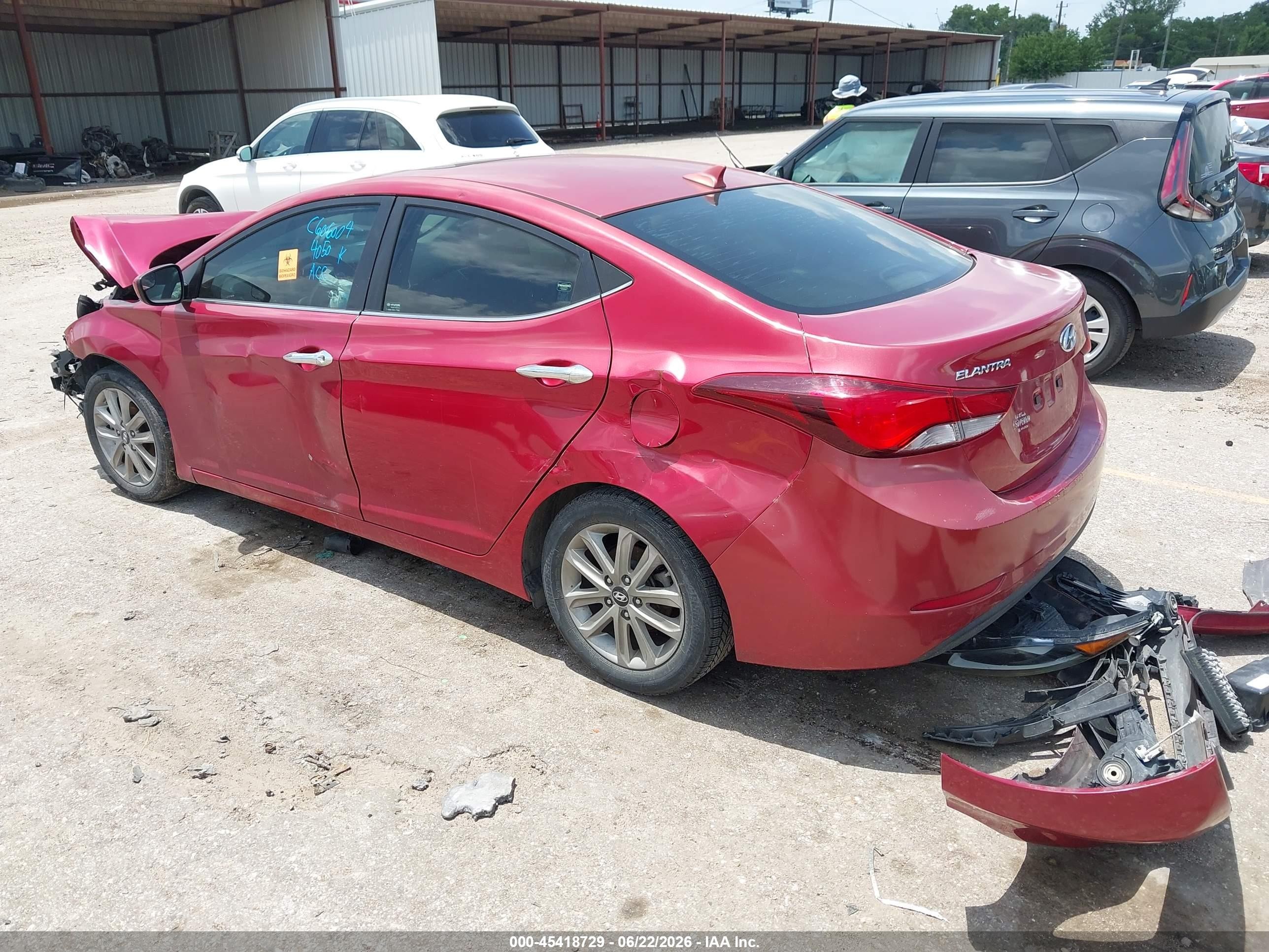 2015 Hyundai Elantra Se Red vin: KMHDH4AE6FU354050